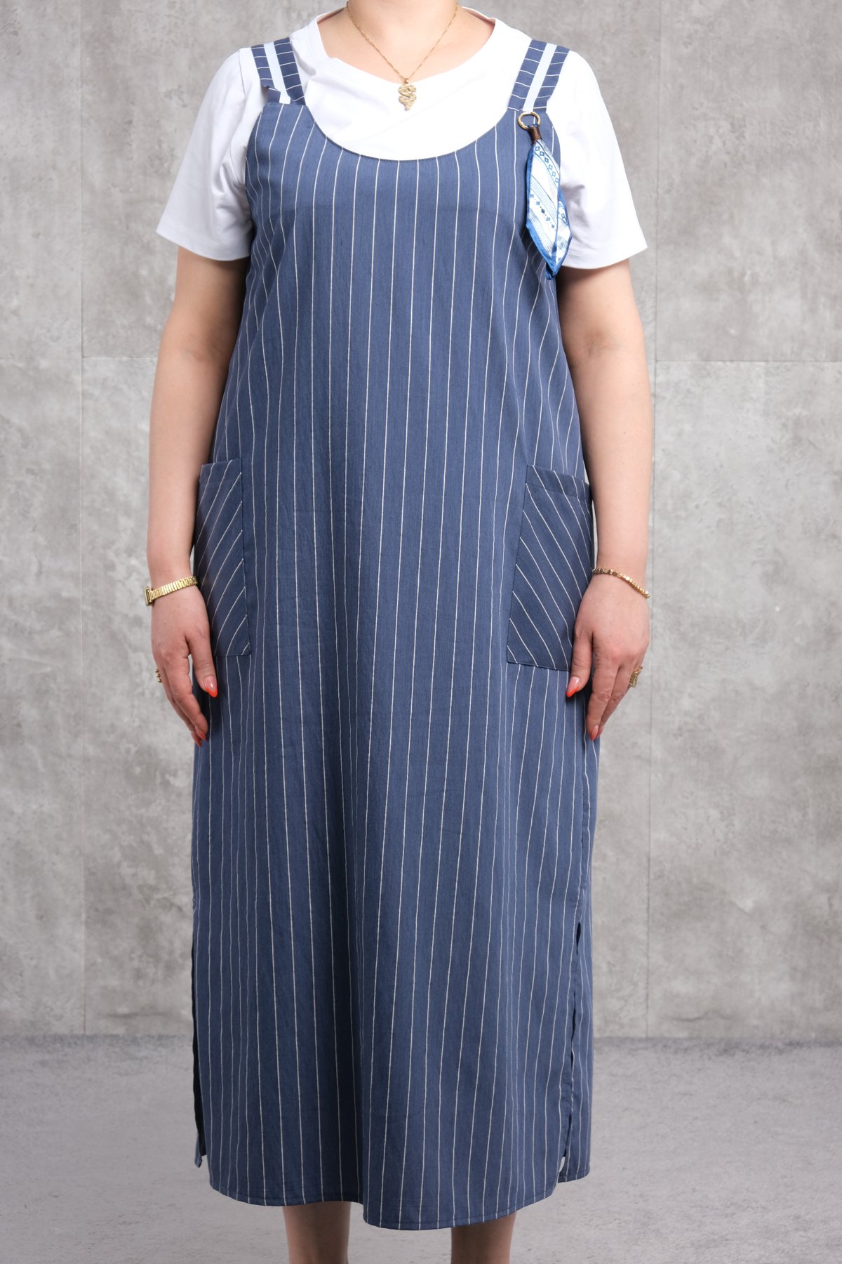 Büyük Beden Elbise-Mavi