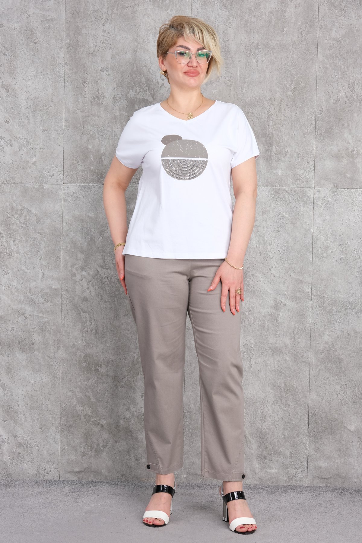 Super Plus Size Two-Piece Set-White