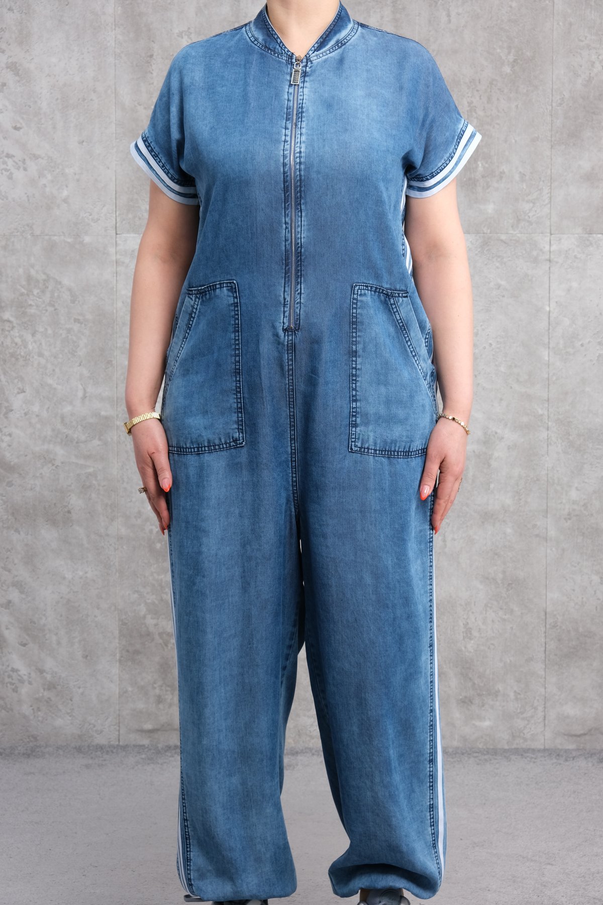 Спортивный комбинезон больших размеров-Синий