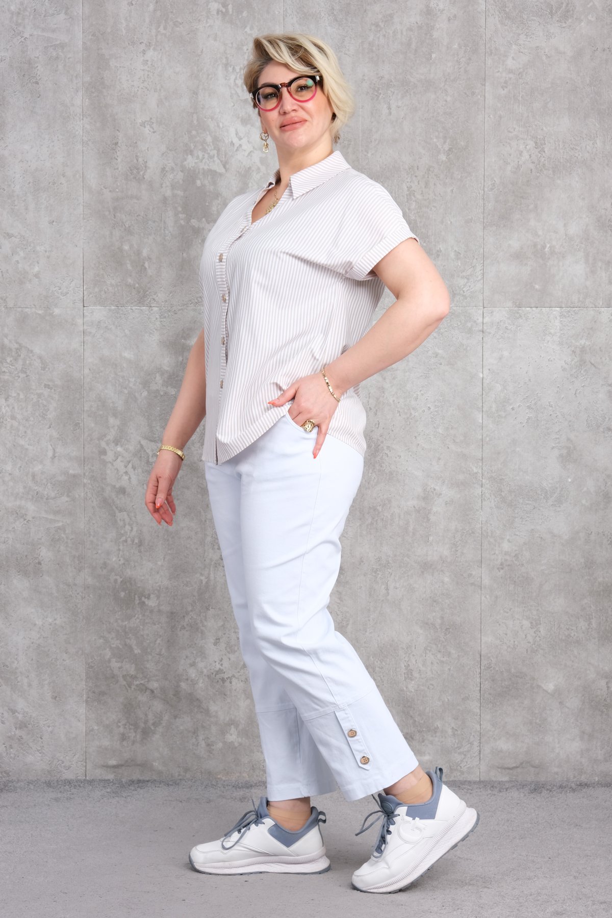 Спортивный костюм из двух частей больших размеров для женщин-Серый