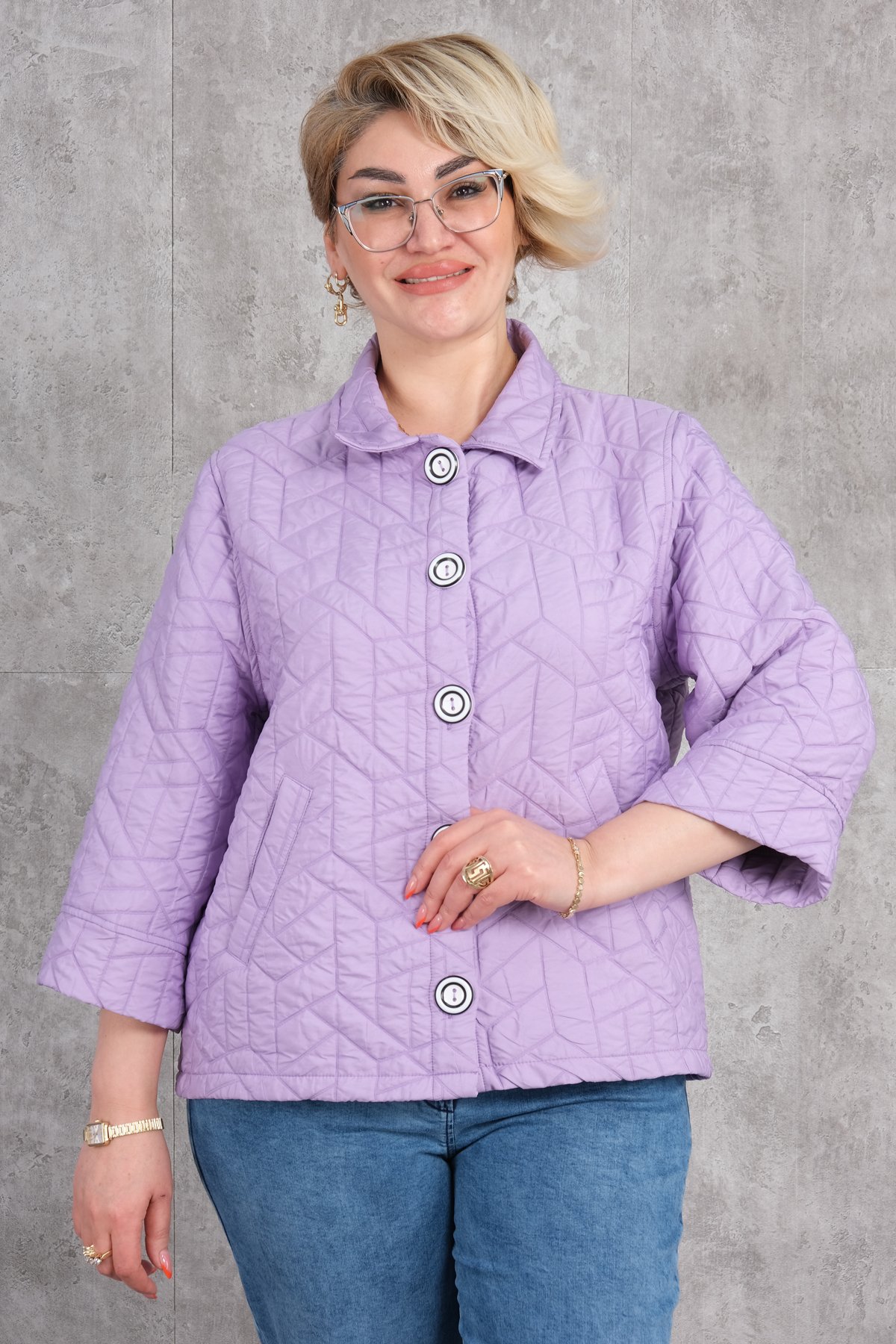 Plus Size Short Sport Jacket-Lilac