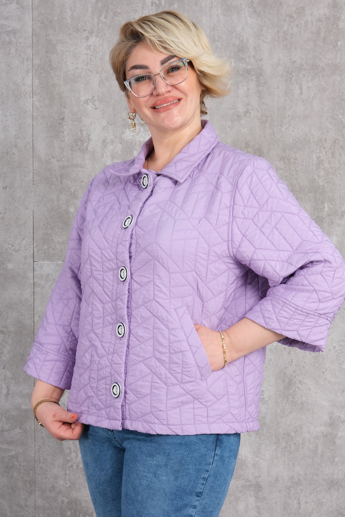 Plus Size Short Sport Jacket-Lilac