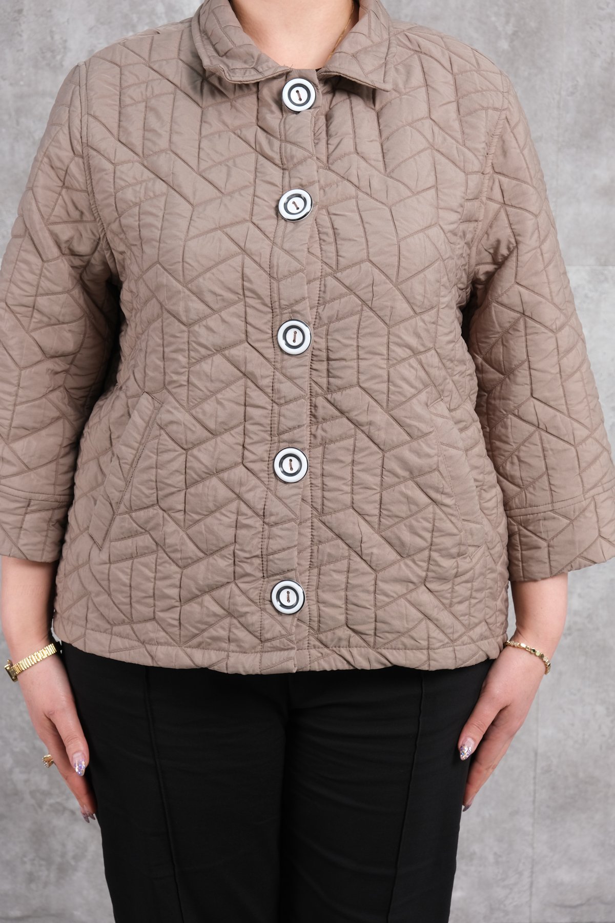 Plus Size Short Sport Jacket-Mink
