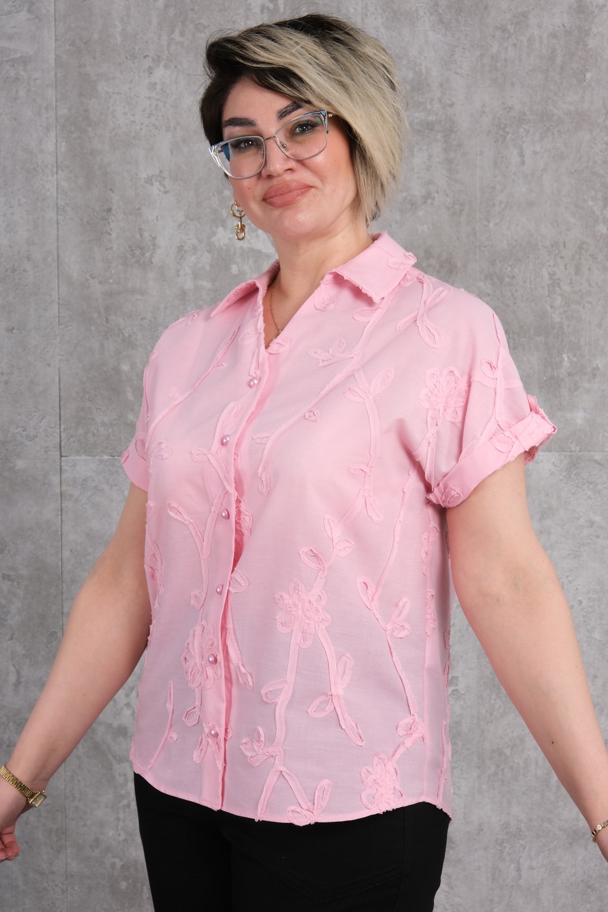 Plus Size Shirt-powder pink