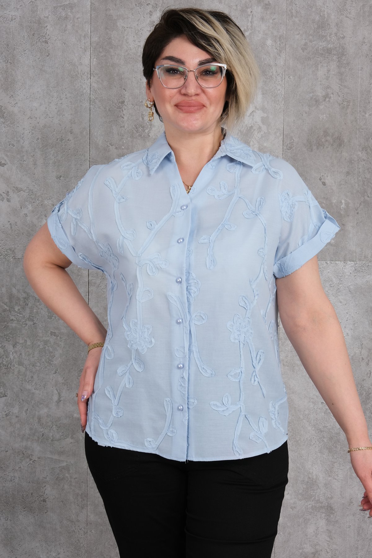Plus Size Shirt-Blue