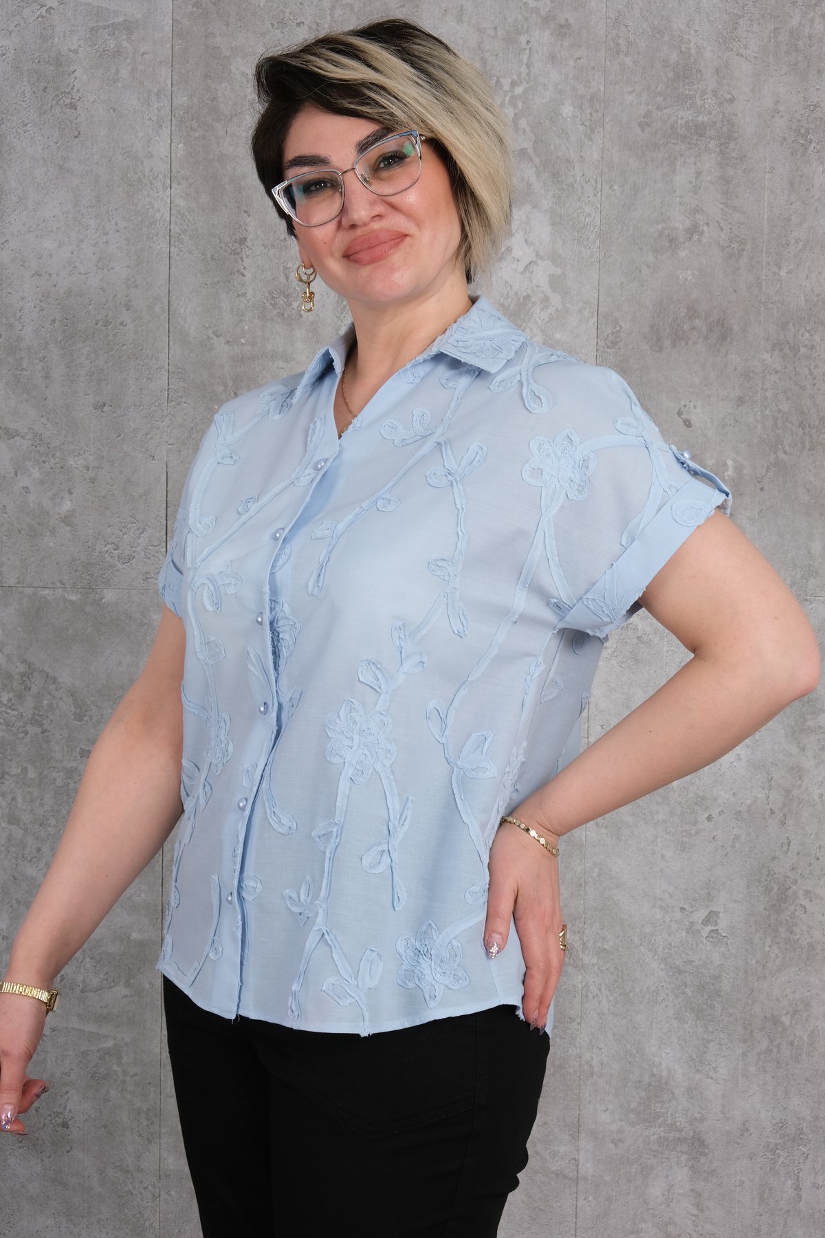 Plus Size Shirt-Blue