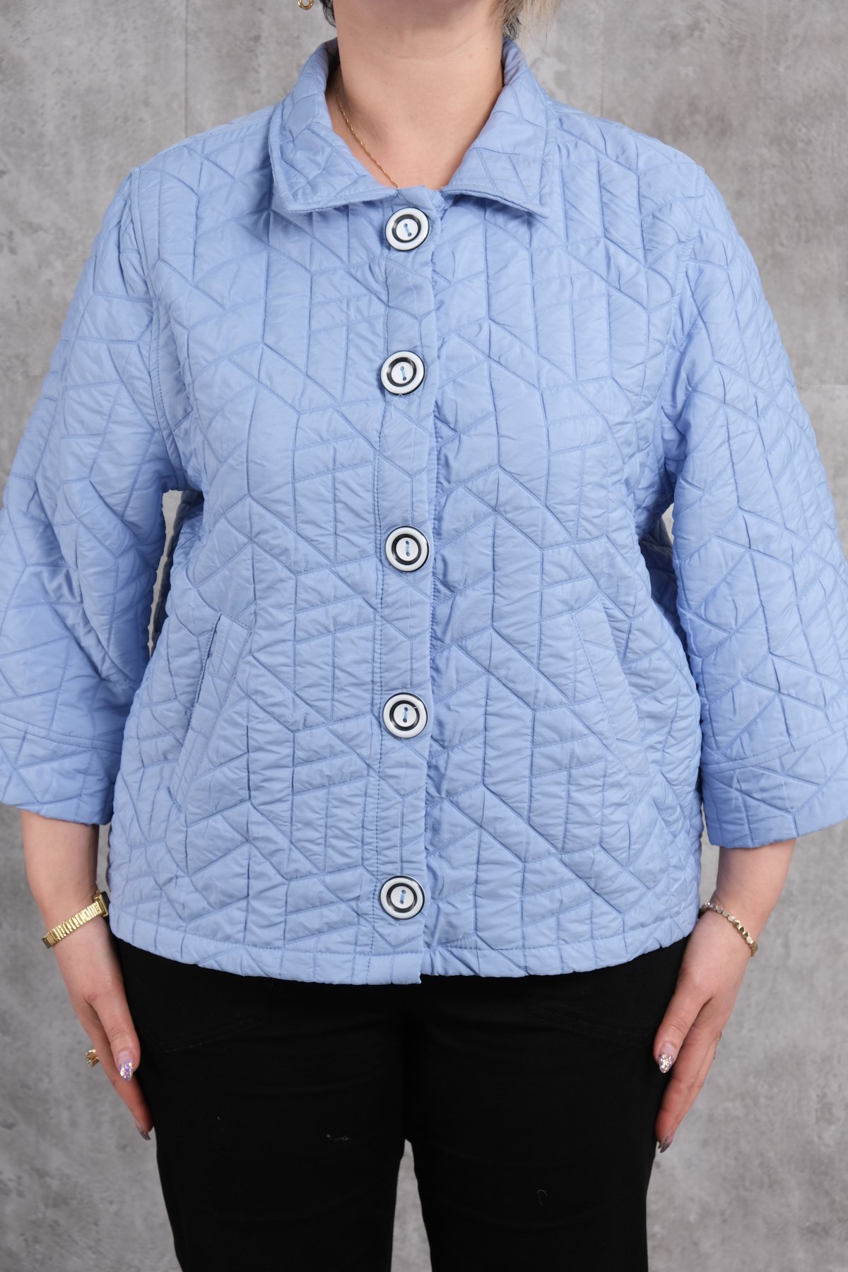 Plus Size Short Sport Jacket-Blue