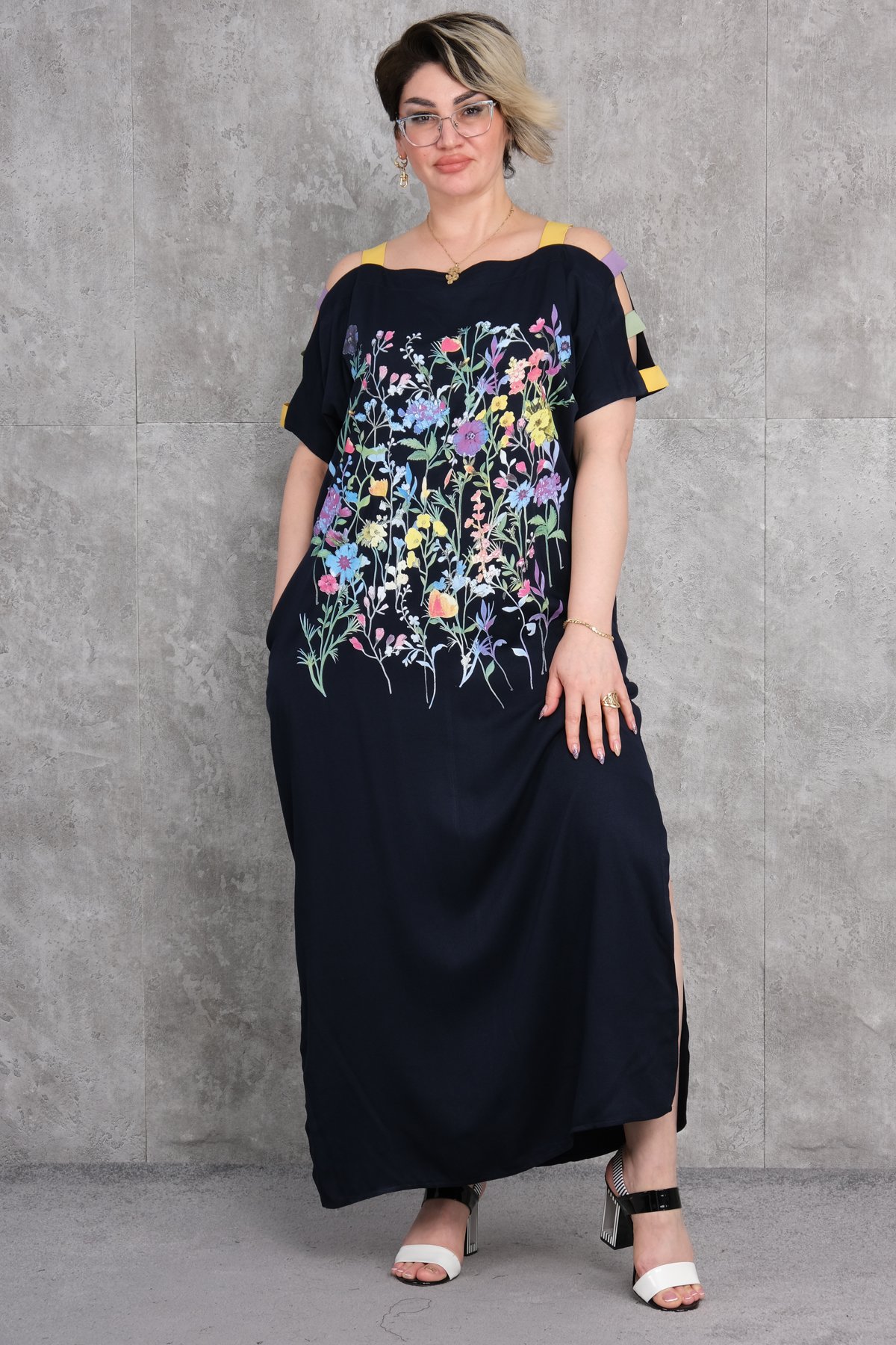 Plus Size Dress-Dark Blue
