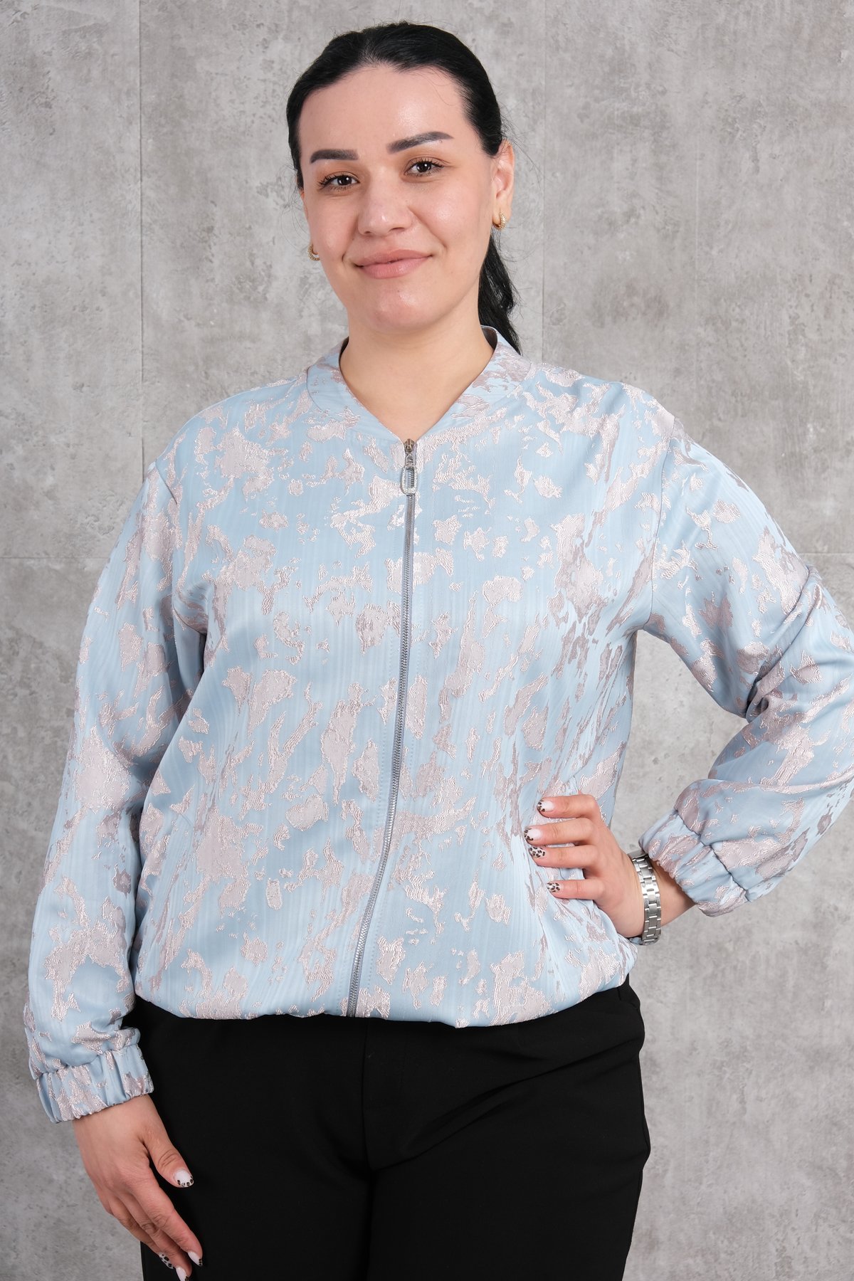 Plus Size Short Sport Jacket-Turquoise