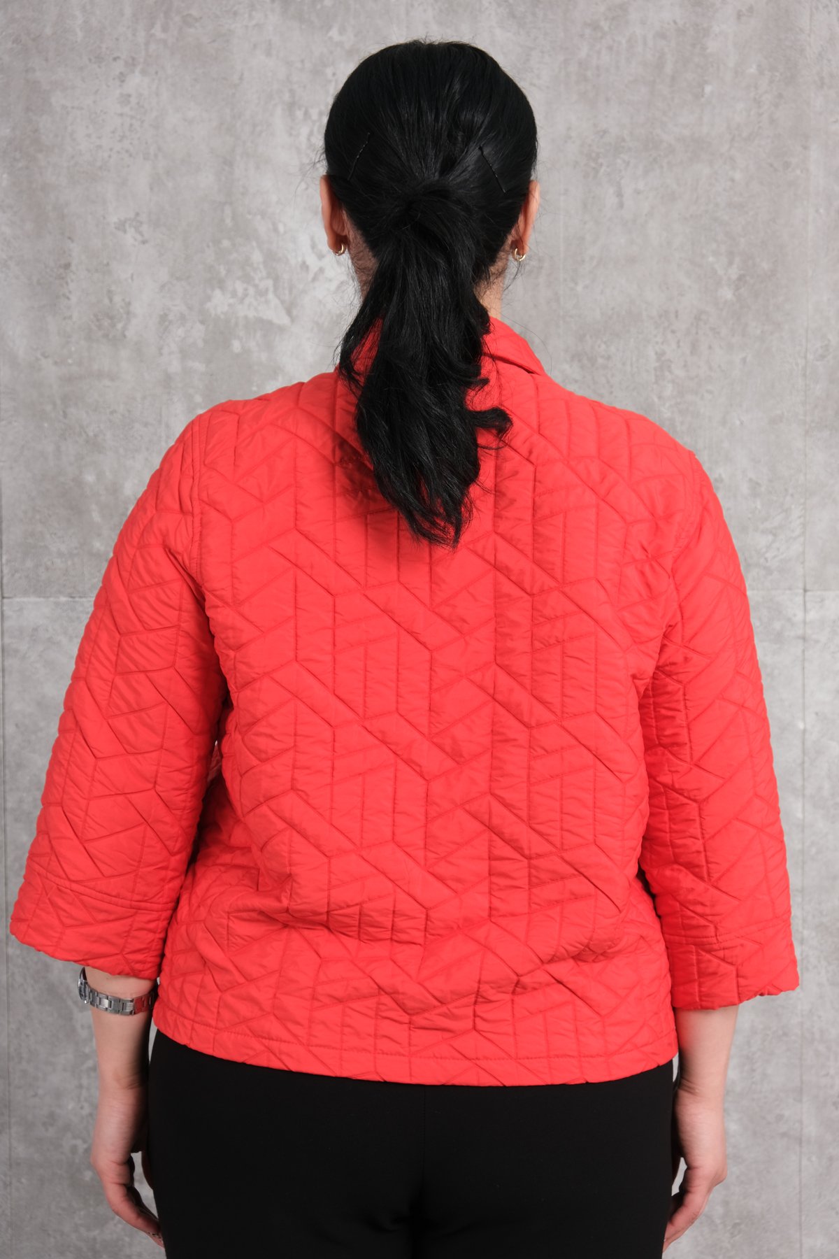 Plus Size Short Sport Jacket-Red