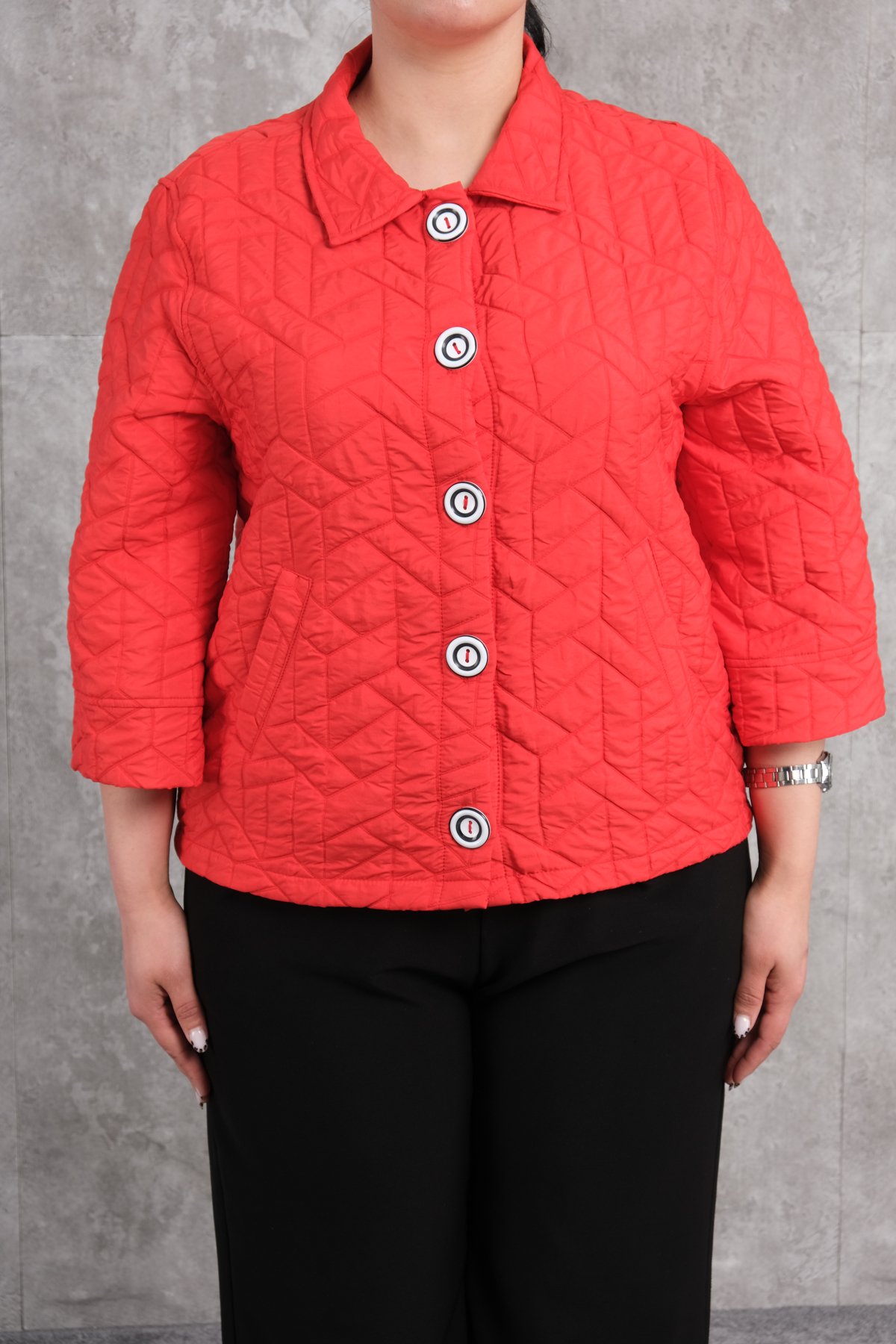 Plus Size Short Sport Jacket-Red