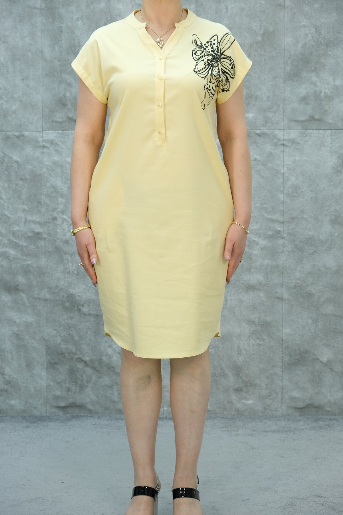 Büyük Beden Elbise-Sarı