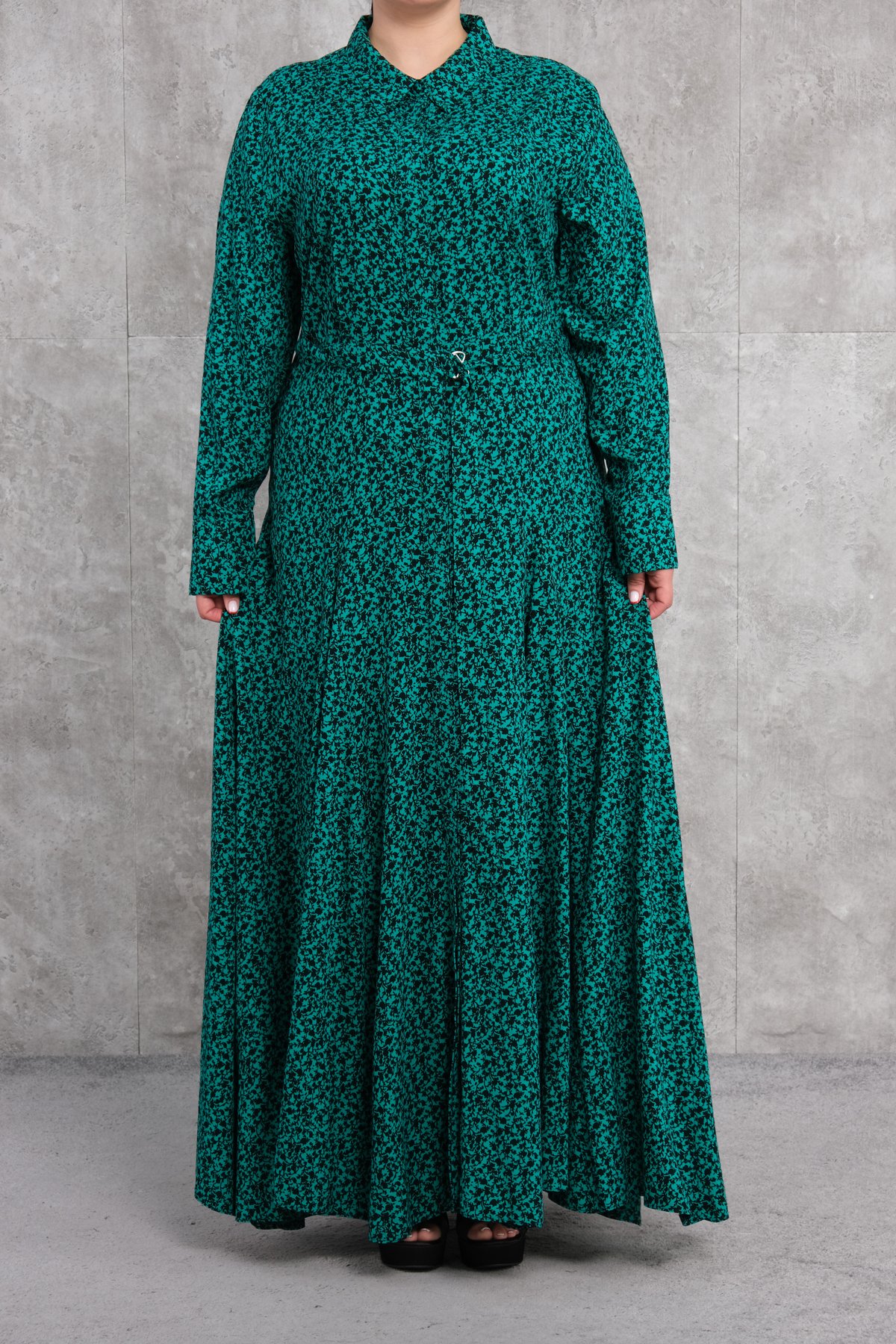 فستان طويل مقاس كبير-الأخضر