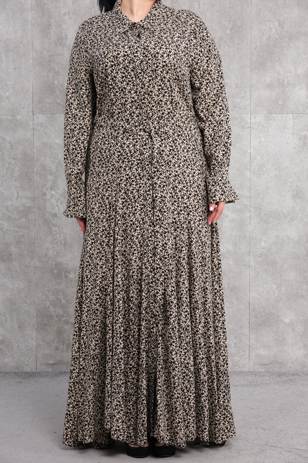 فستان طويل مقاس كبير-البيج