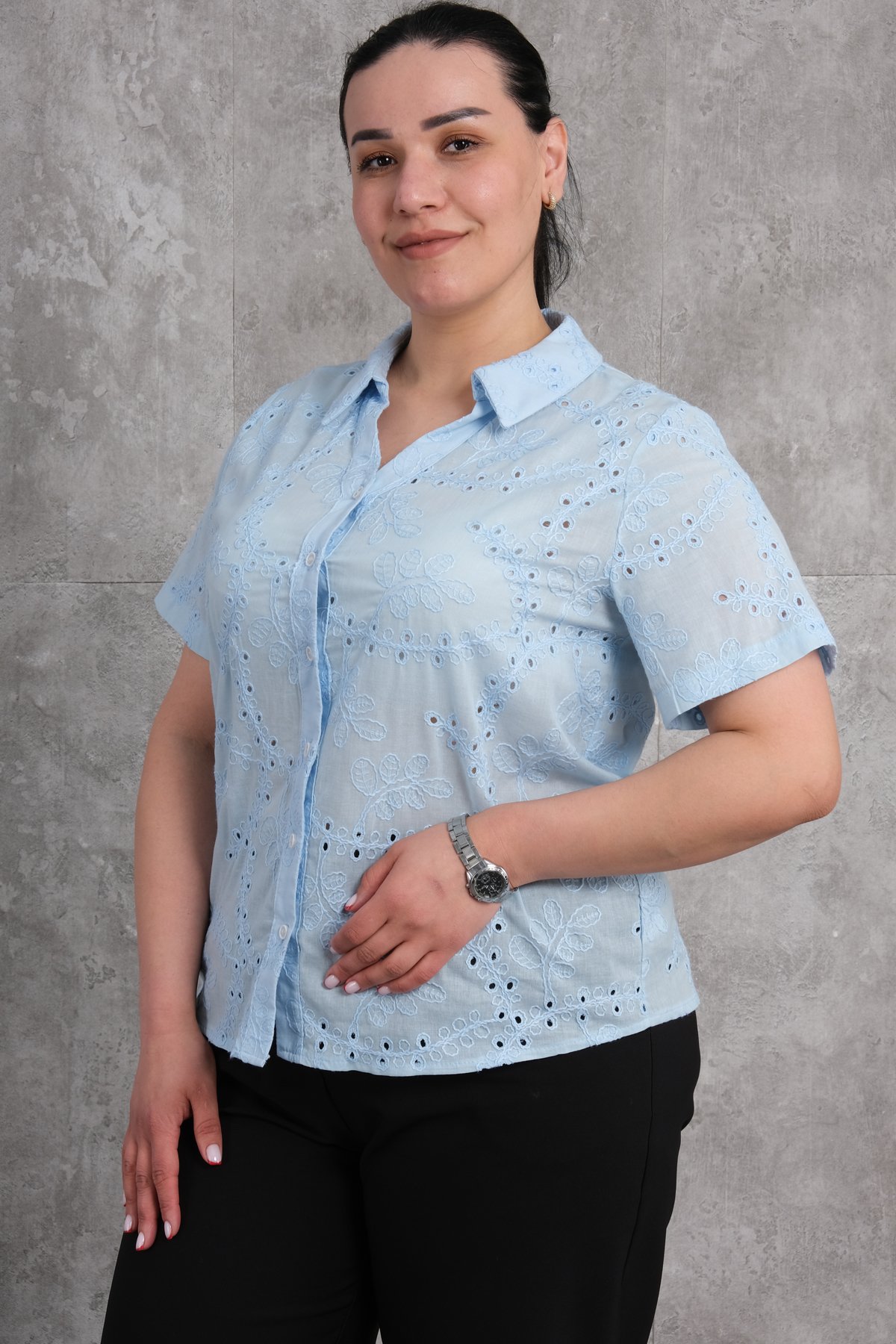 Plus Size Shirt-Blue