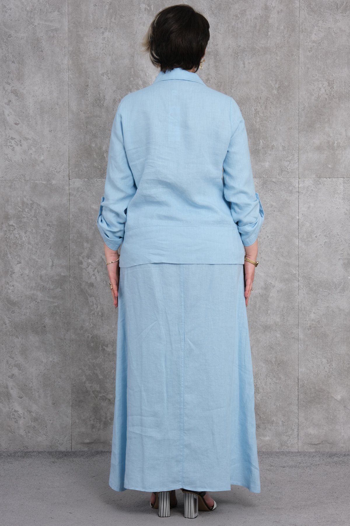 طقم من قطعتين مقاس كبير-الأزرق