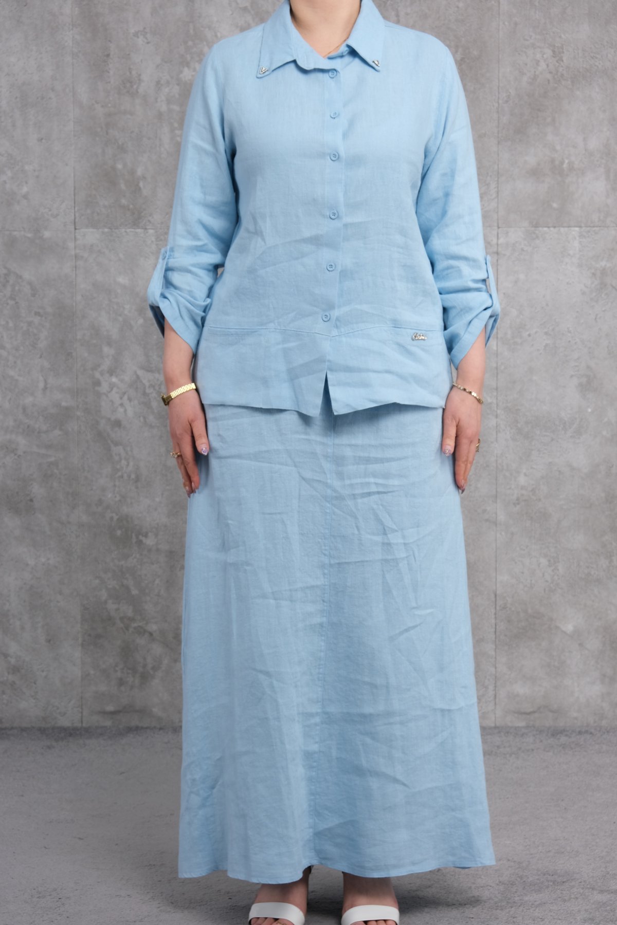 طقم من قطعتين مقاس كبير-الأزرق