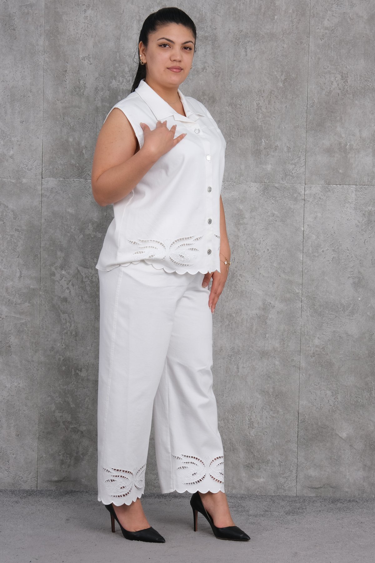 Büyük Beden İkili Takım-Beyaz