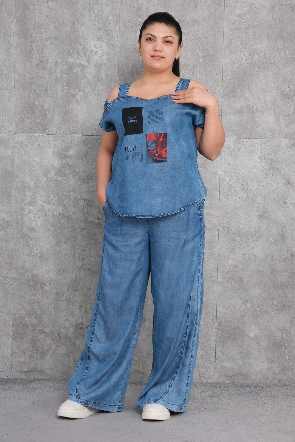 Büyük Beden Kadın Spor İkili Takım-Mavi