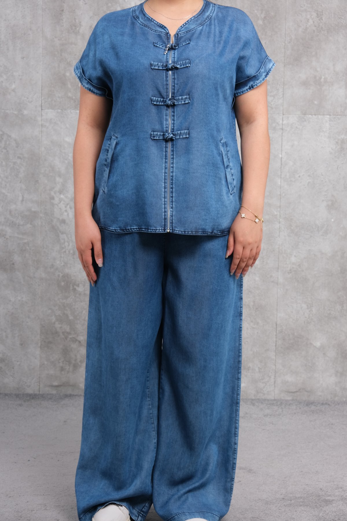 Büyük Beden Kadın Spor İkili Takım-Mavi