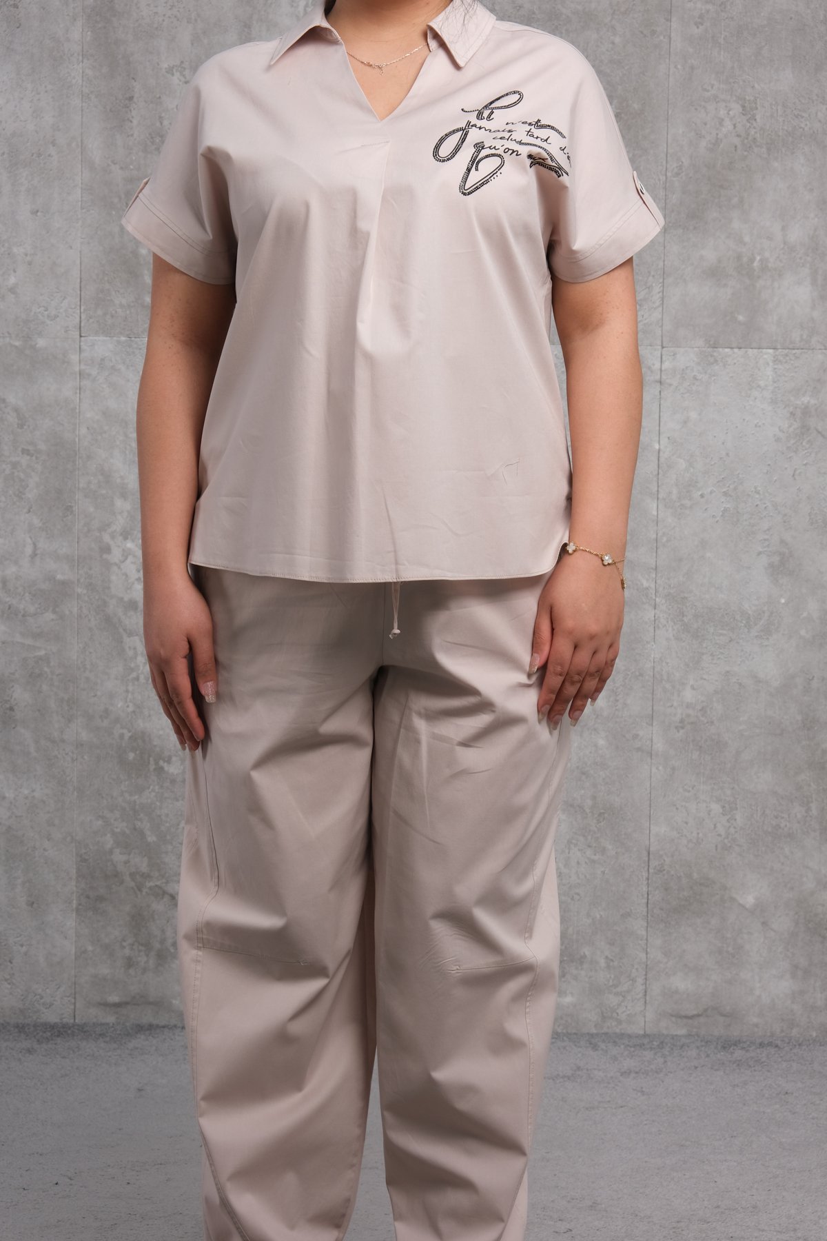 Büyük Beden İkili Takım-Bej