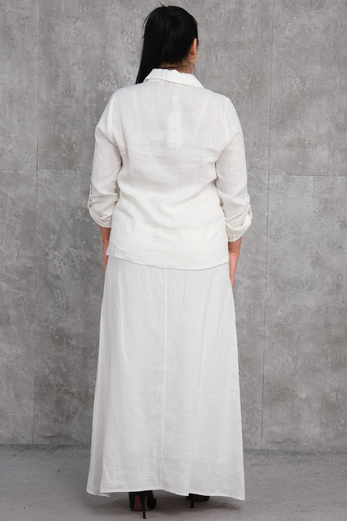 Büyük Beden İkili Takım-Ekru