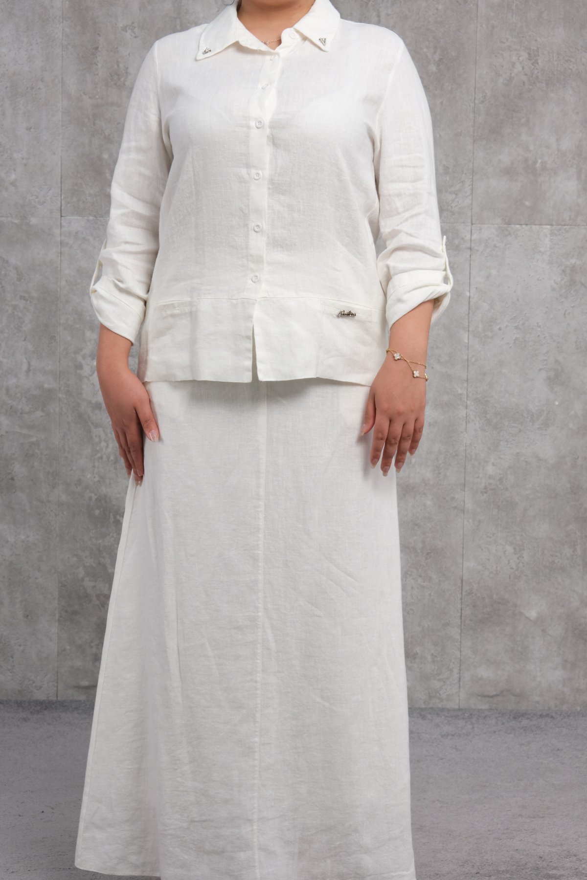 Büyük Beden İkili Takım-Ekru