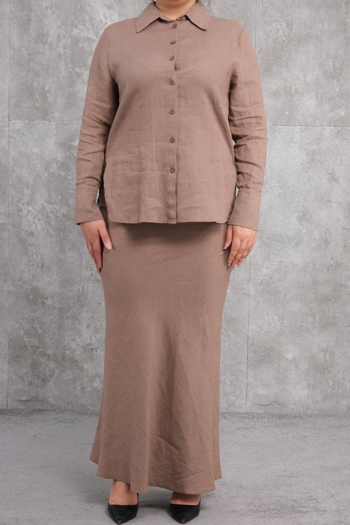 Büyük Beden İkili Takım-Kahverengi