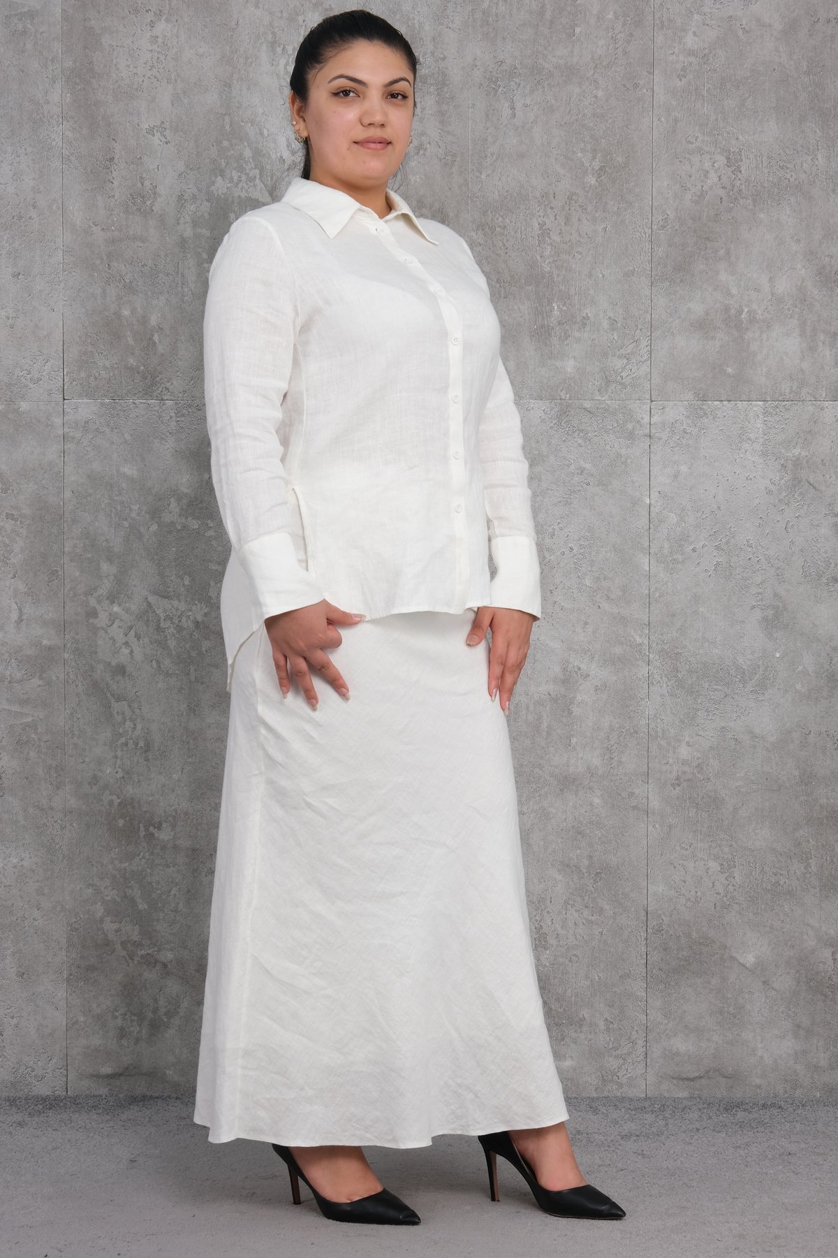 Büyük Beden İkili Takım-Ekru