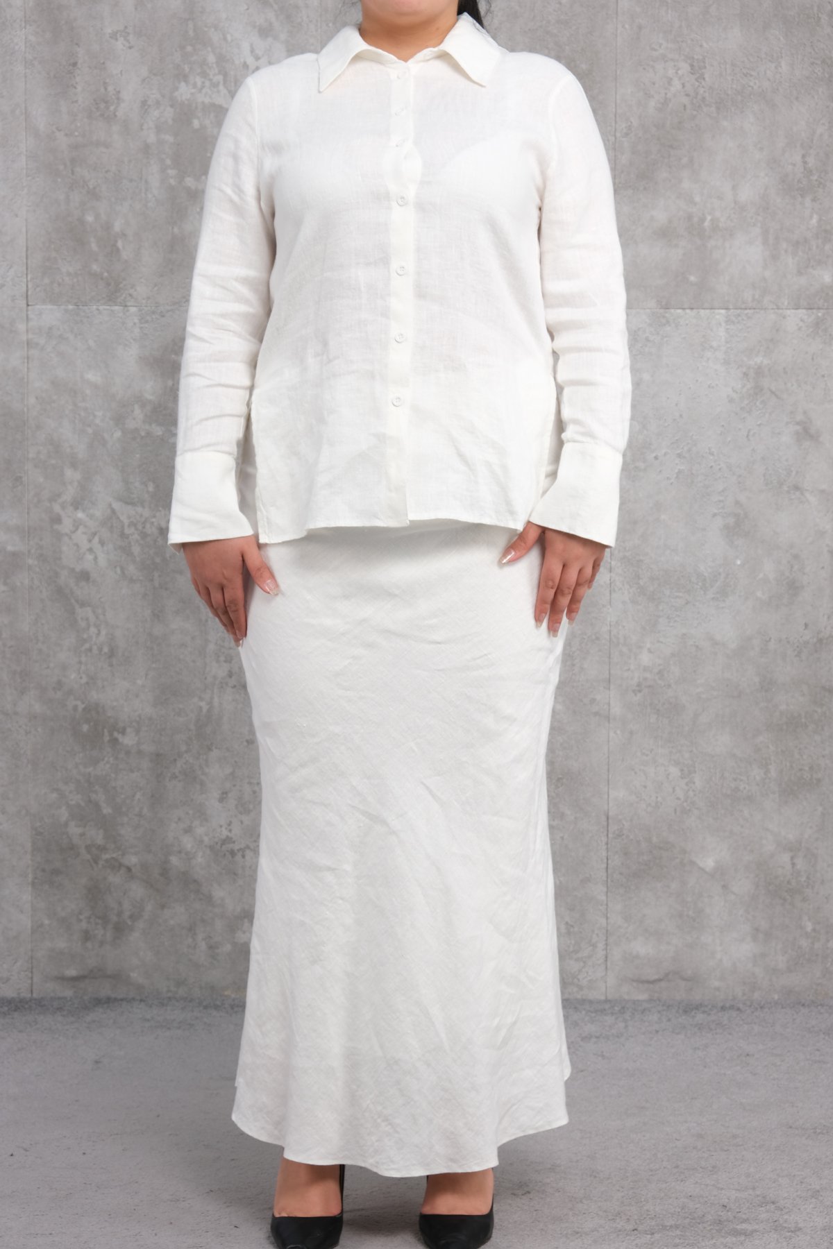 Büyük Beden İkili Takım-Ekru