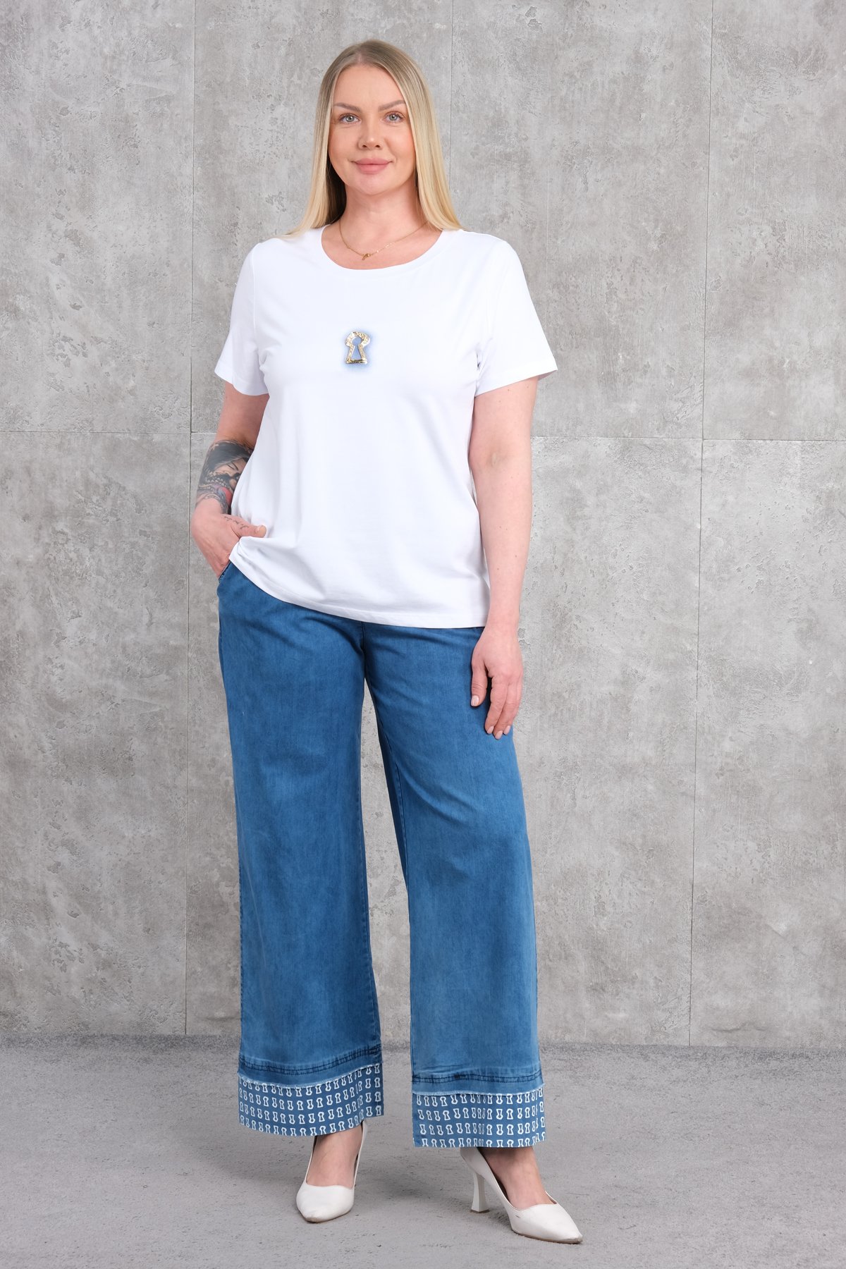 Plus Size Two-Piece Set-Blue