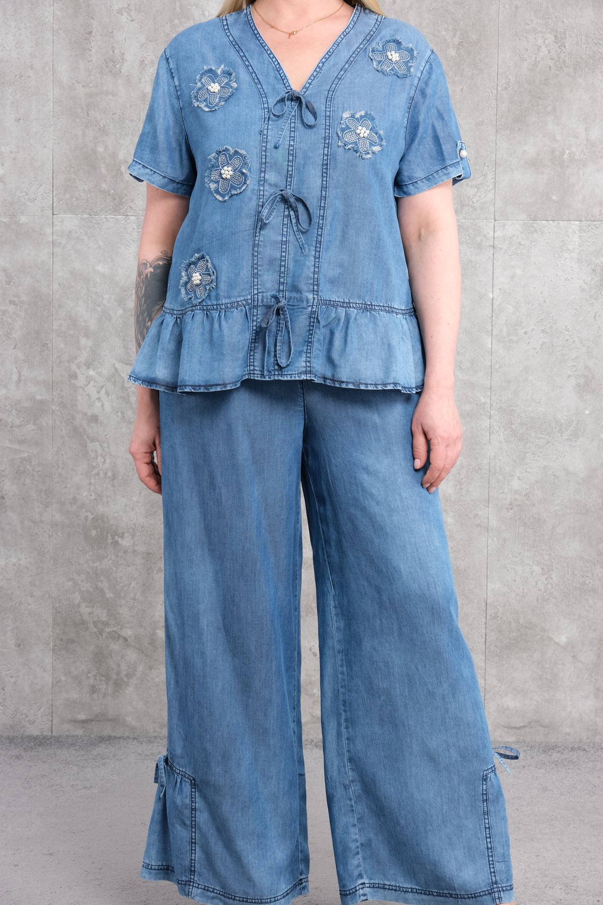 Plus Size Two-Piece Set-Blue