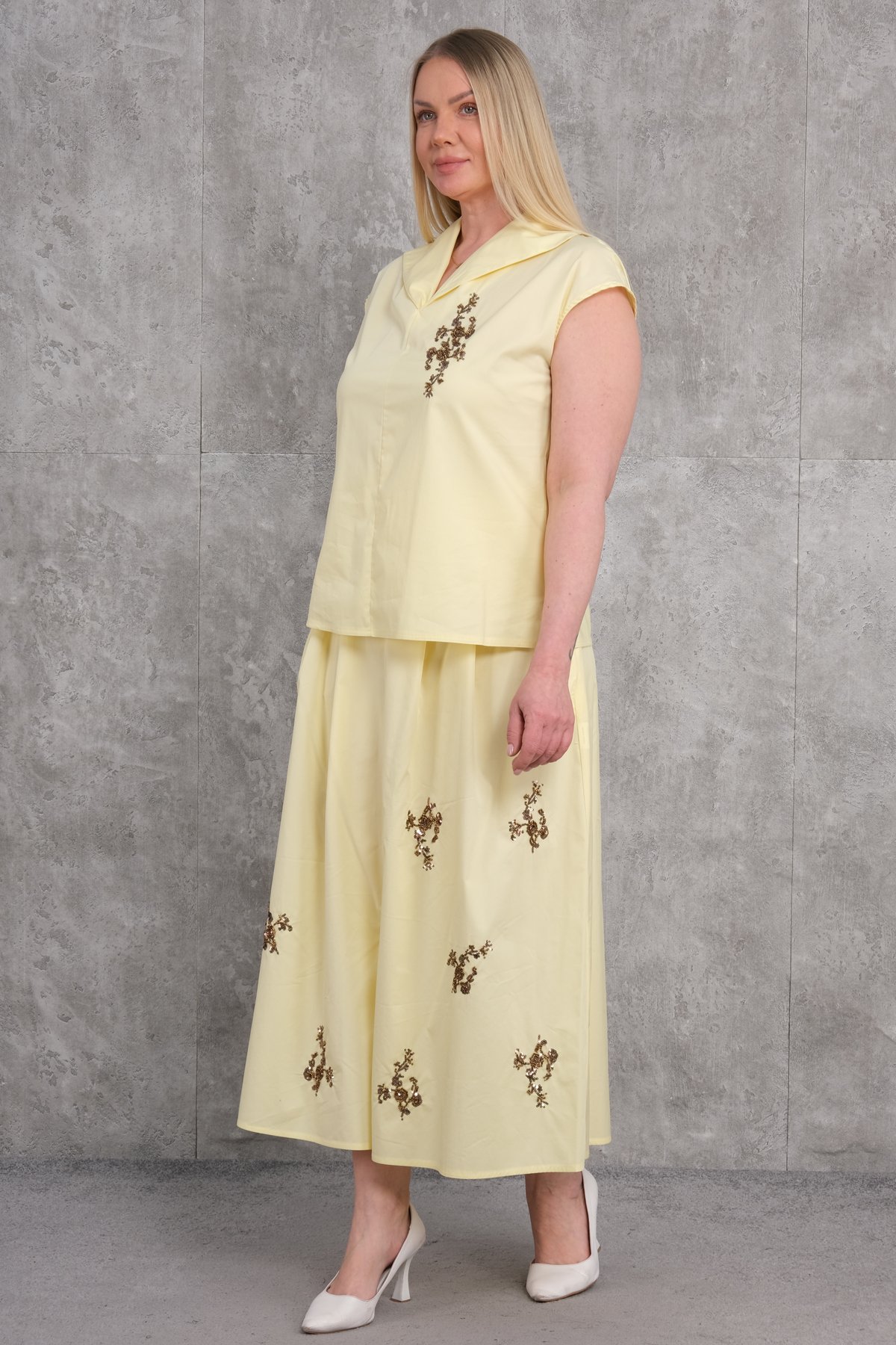 Plus Size Two-Piece Set-Yellow