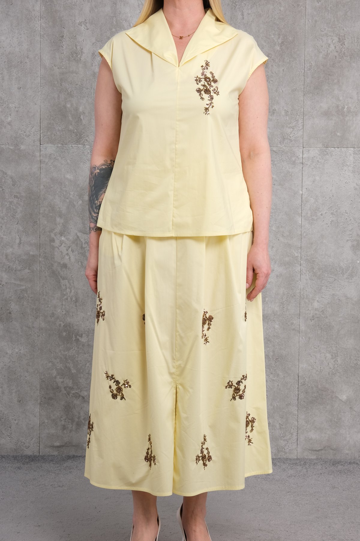 Plus Size Two-Piece Set-Yellow