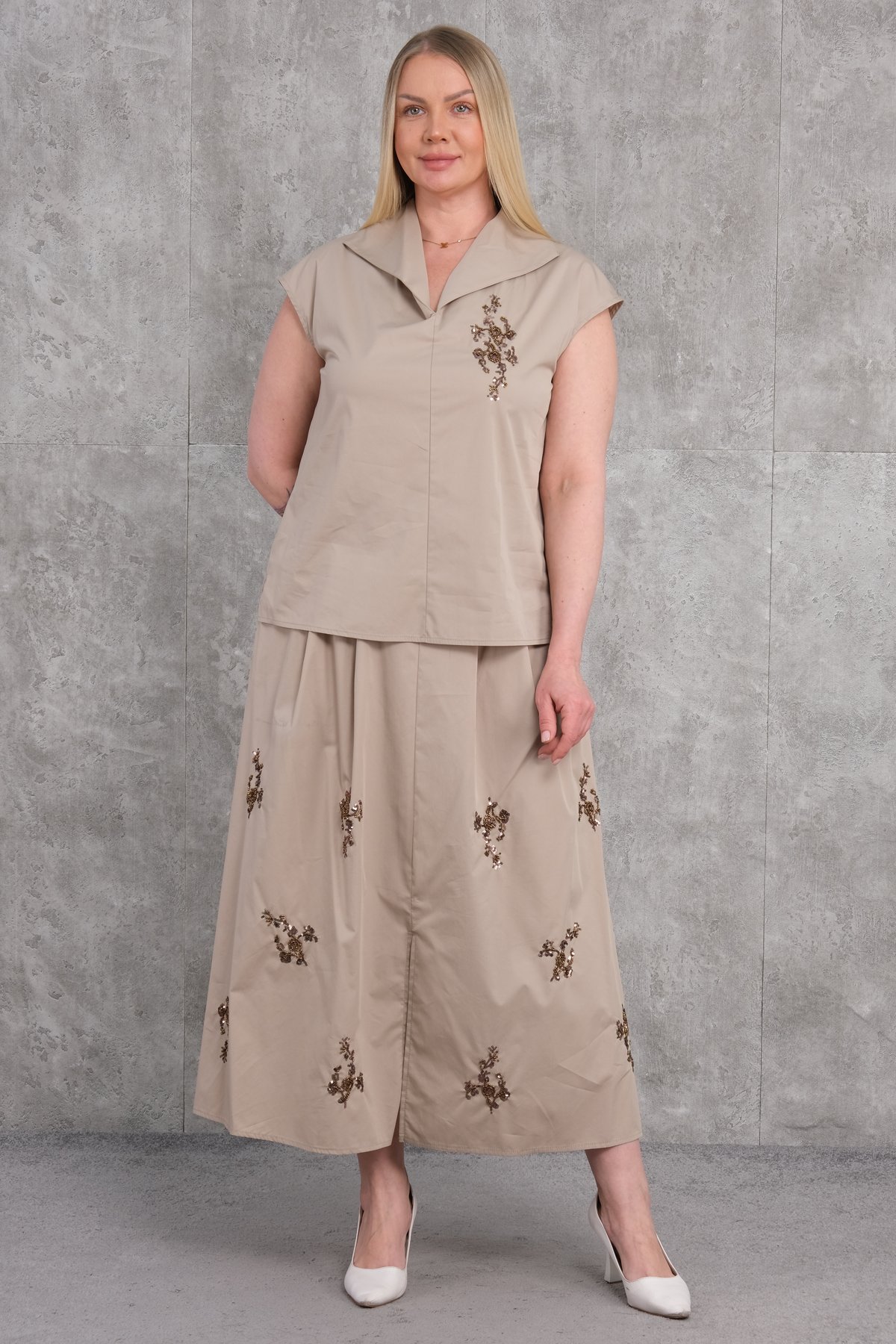 Plus Size Two-Piece Set-Mink