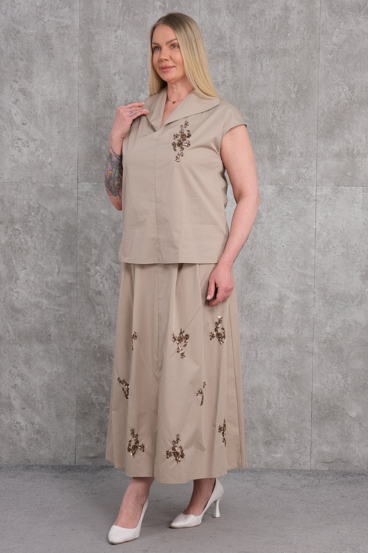 Plus Size Two-Piece Set-Mink