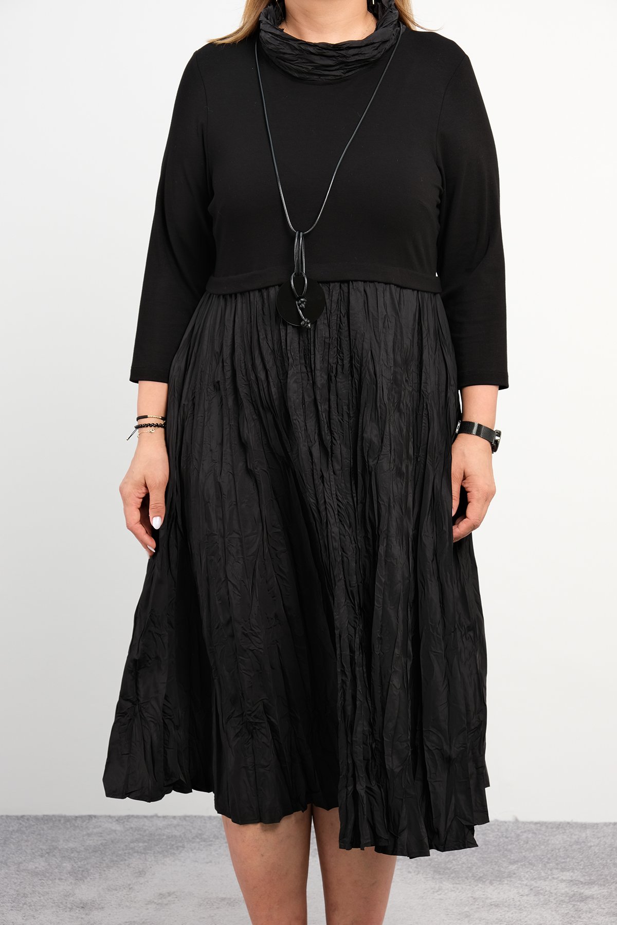 Casual Plus Size Dress-Black