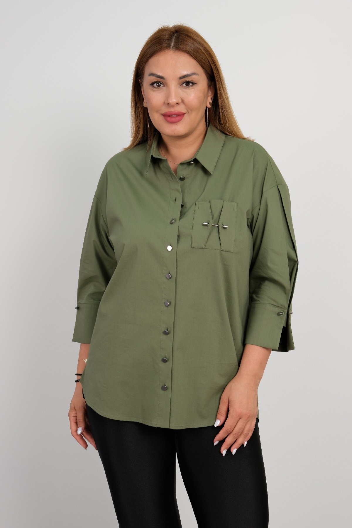 Super Plus Size Shirt-Khaki