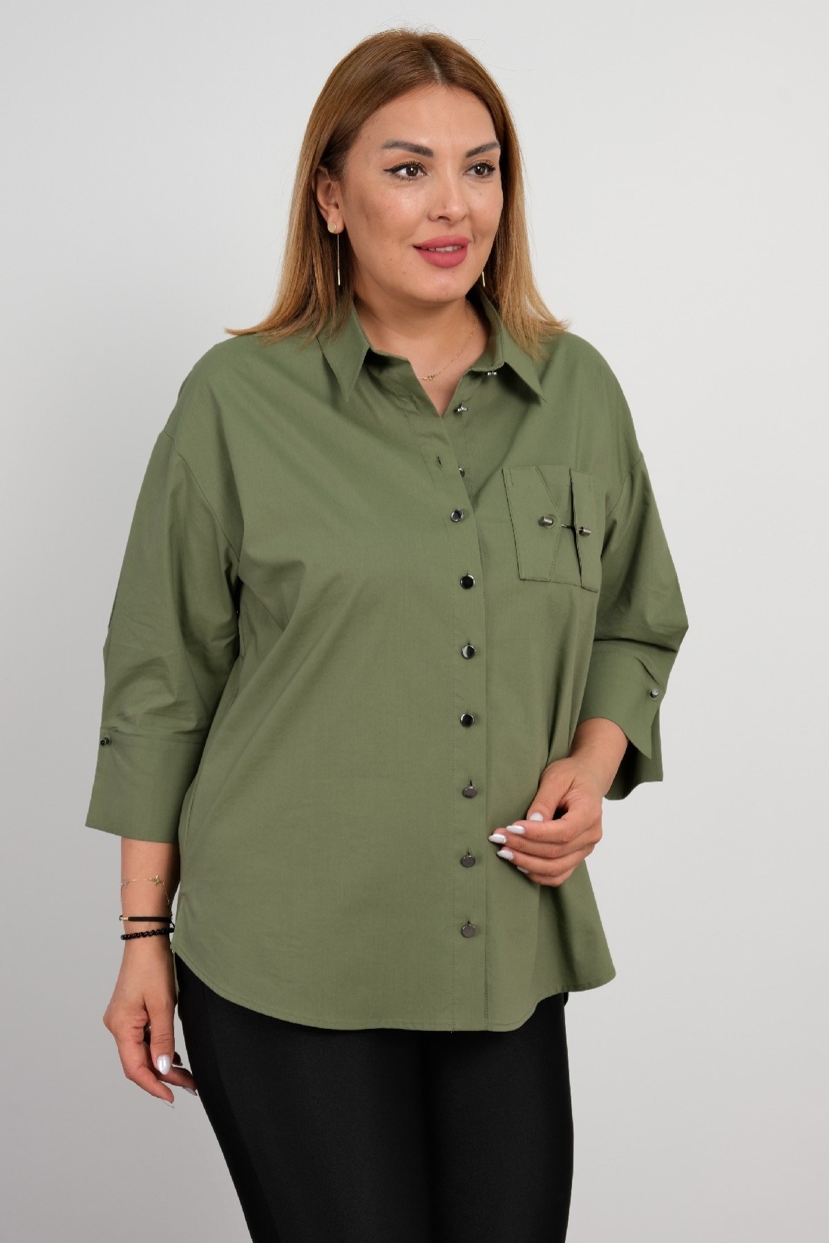 Super Plus Size Shirt-Khaki