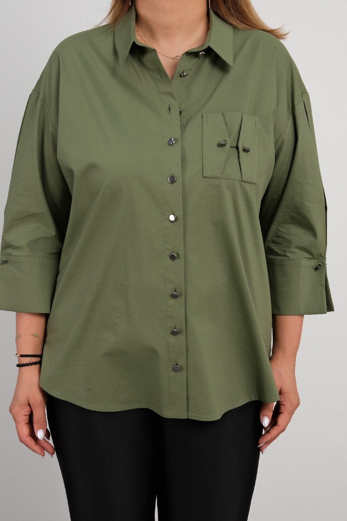 Super Plus Size Shirt-Khaki