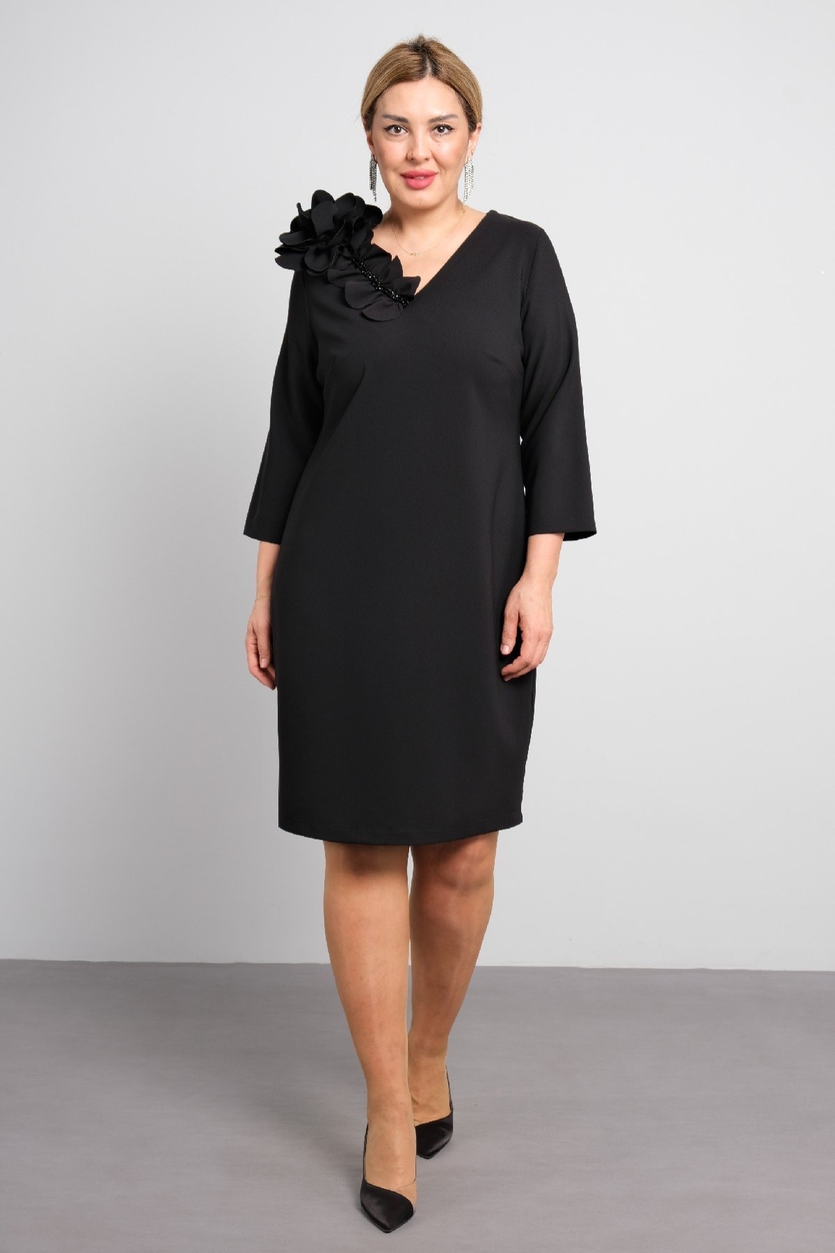 Super Plus Size Casual Dress-Black