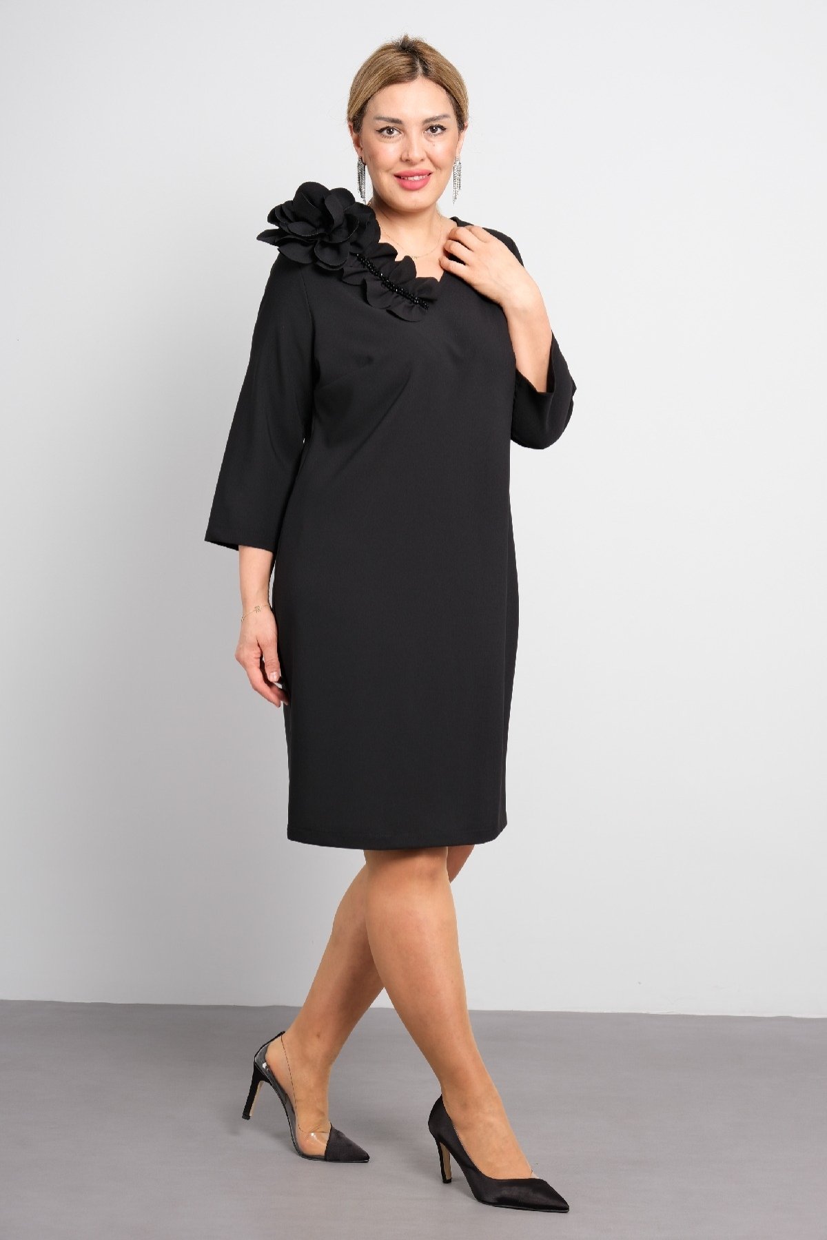 Super Plus Size Casual Dress-Black