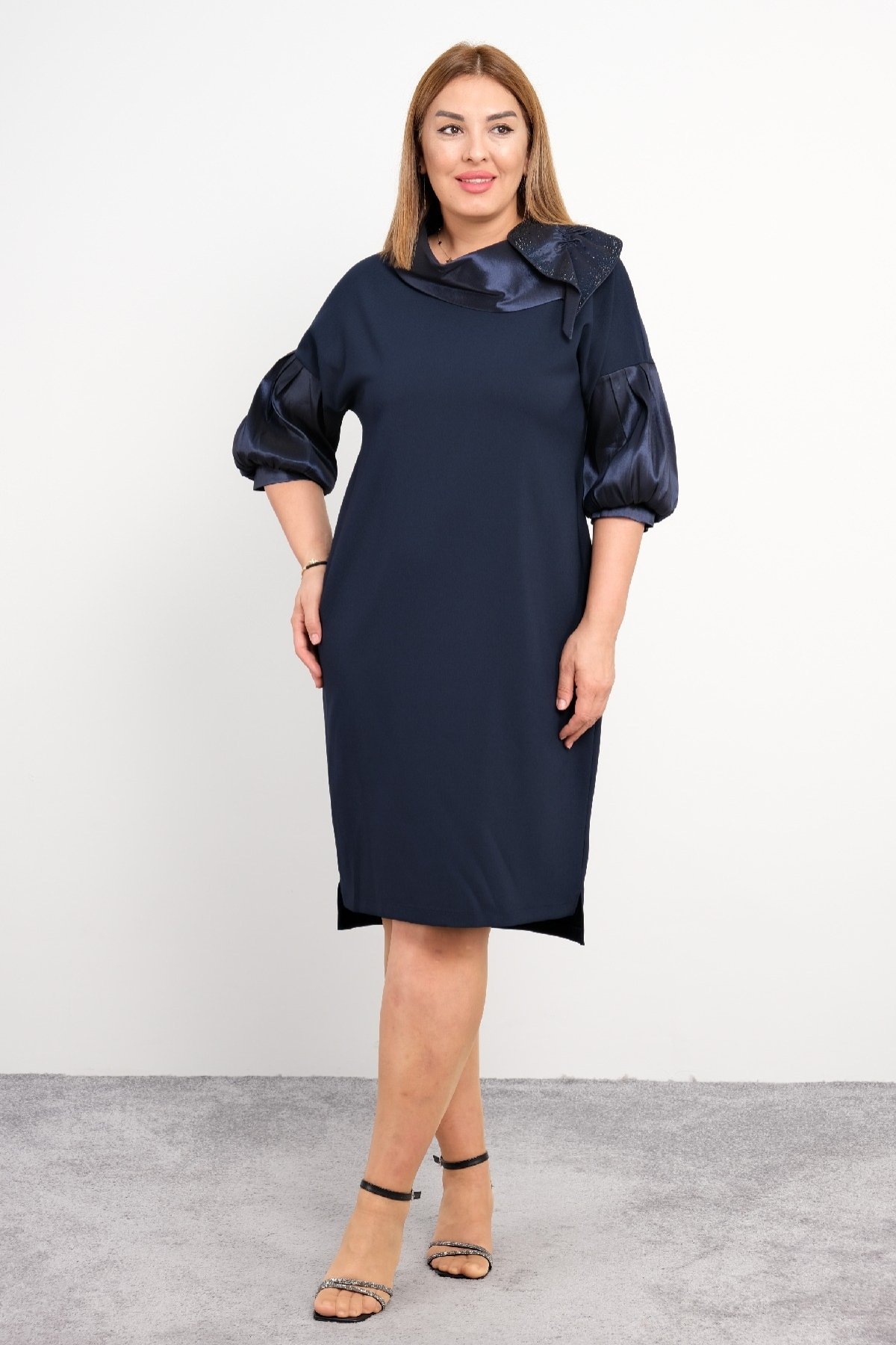 Super Plus Size Casual Dress-Dark Blue