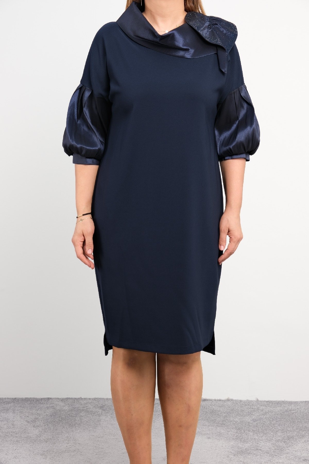 Super Plus Size Casual Dress-Dark Blue