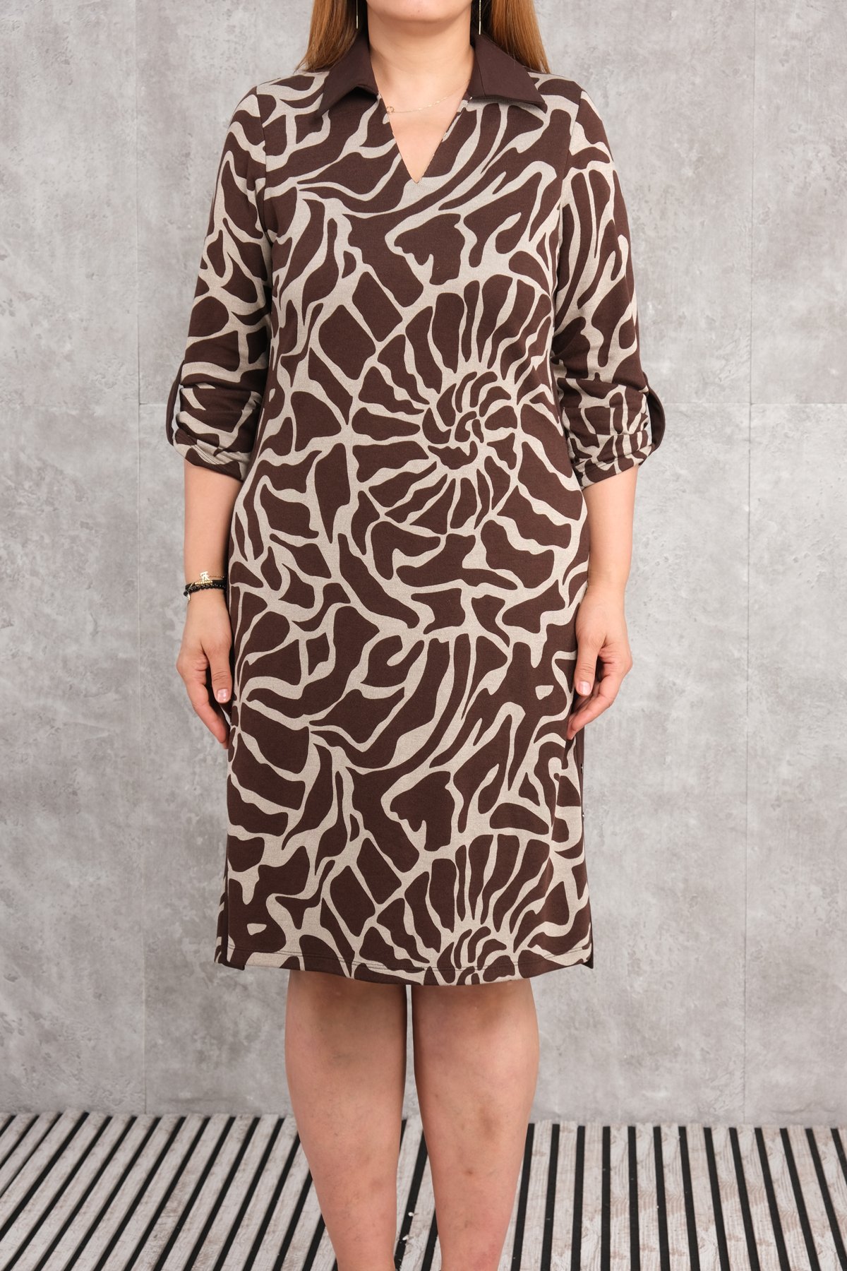 Plus Size Dress-Brown