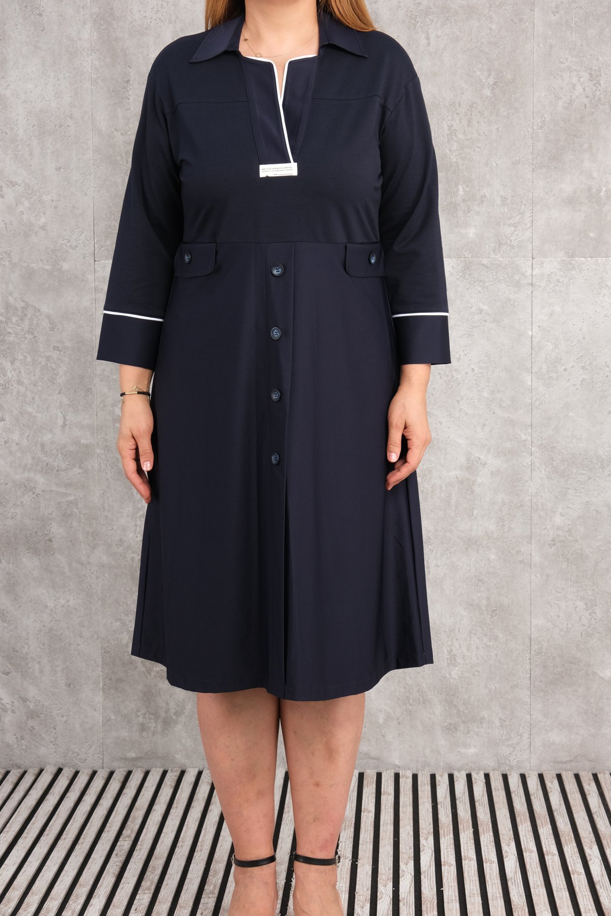 Plus Size Dress-Dark Blue