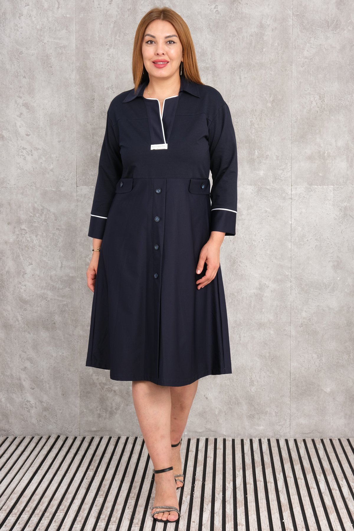 Super Plus Size Dress-Dark Blue