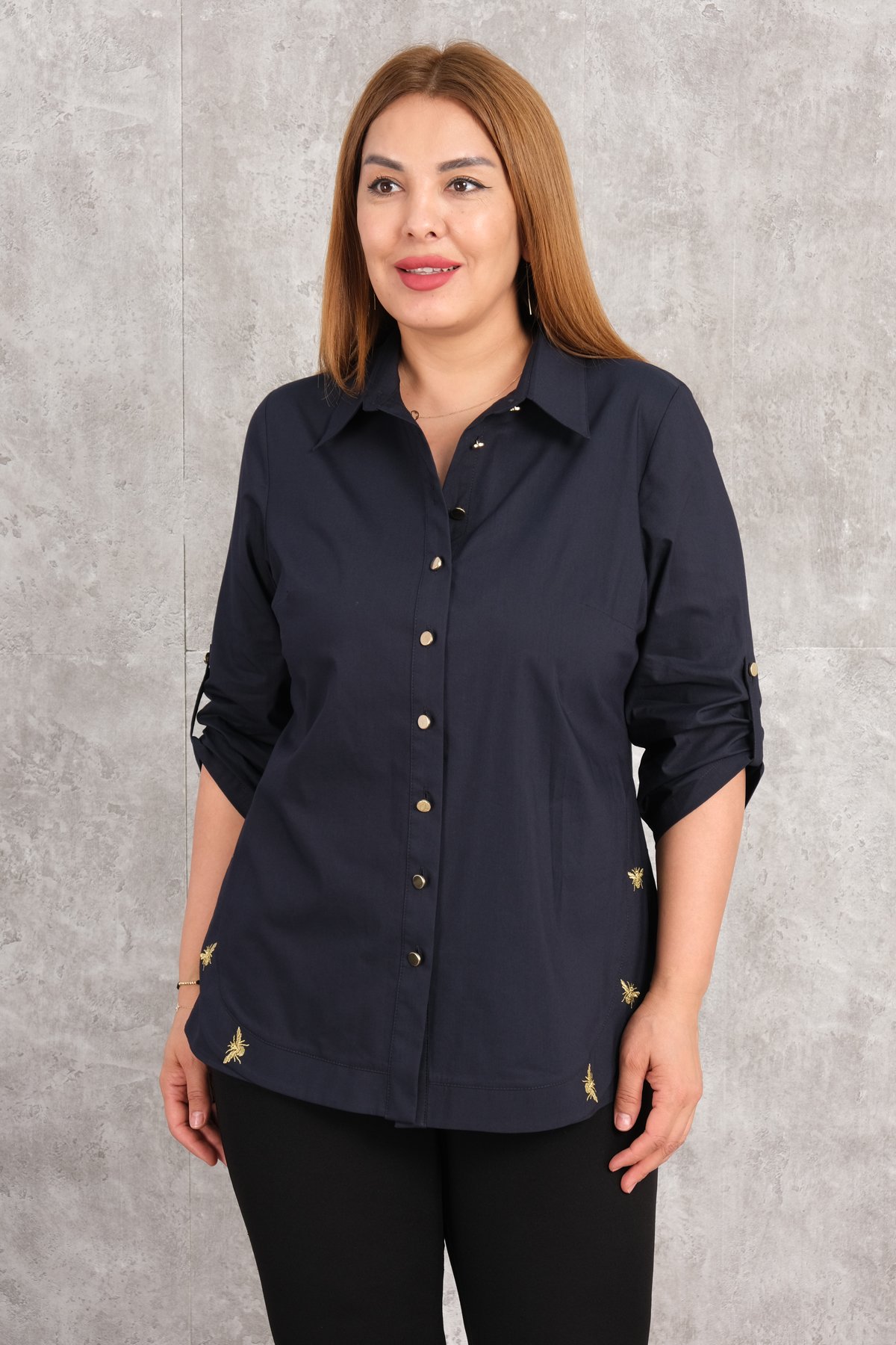 Plus Size Shirt-Dark Blue