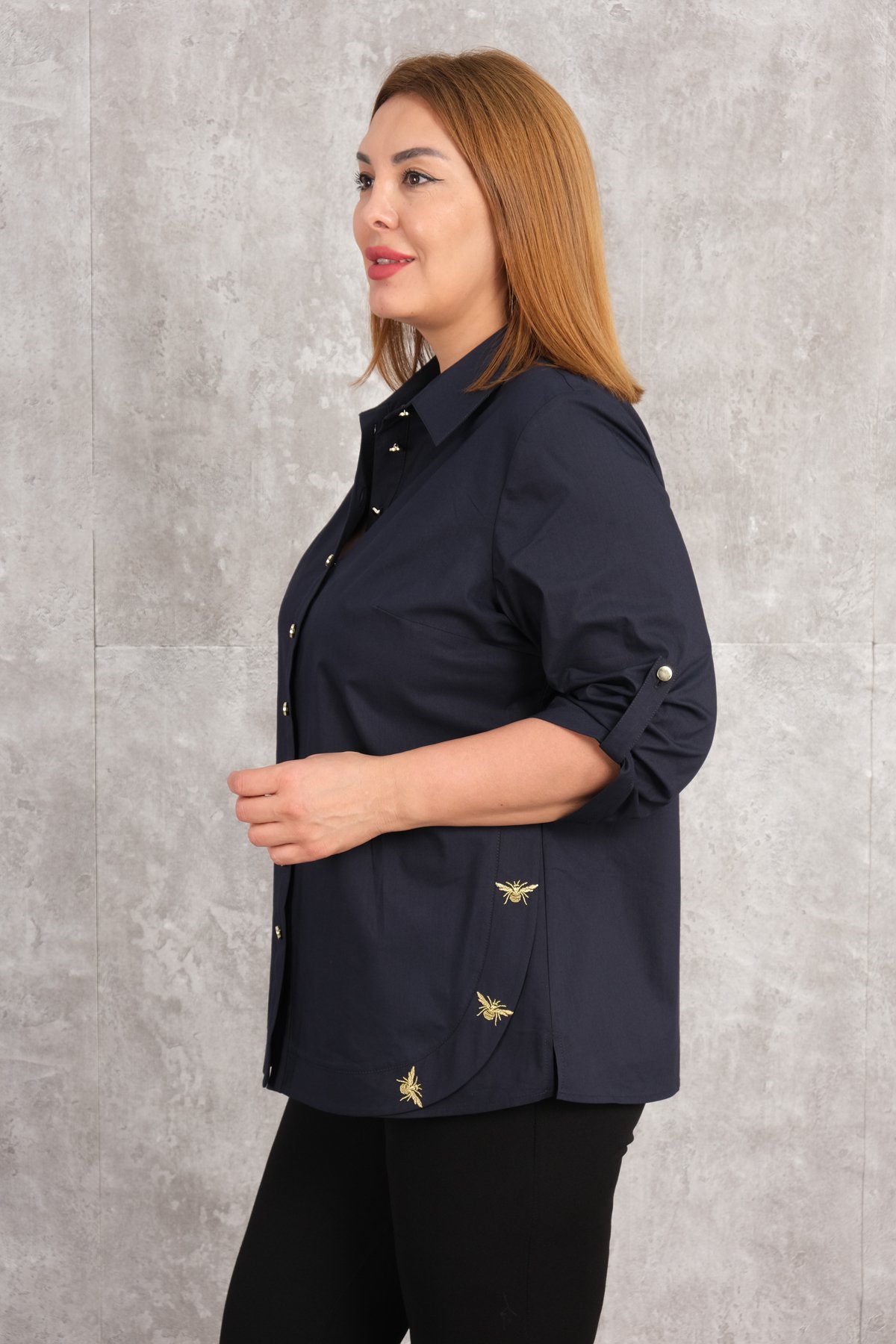 Super Plus Size Shirt-Dark Blue