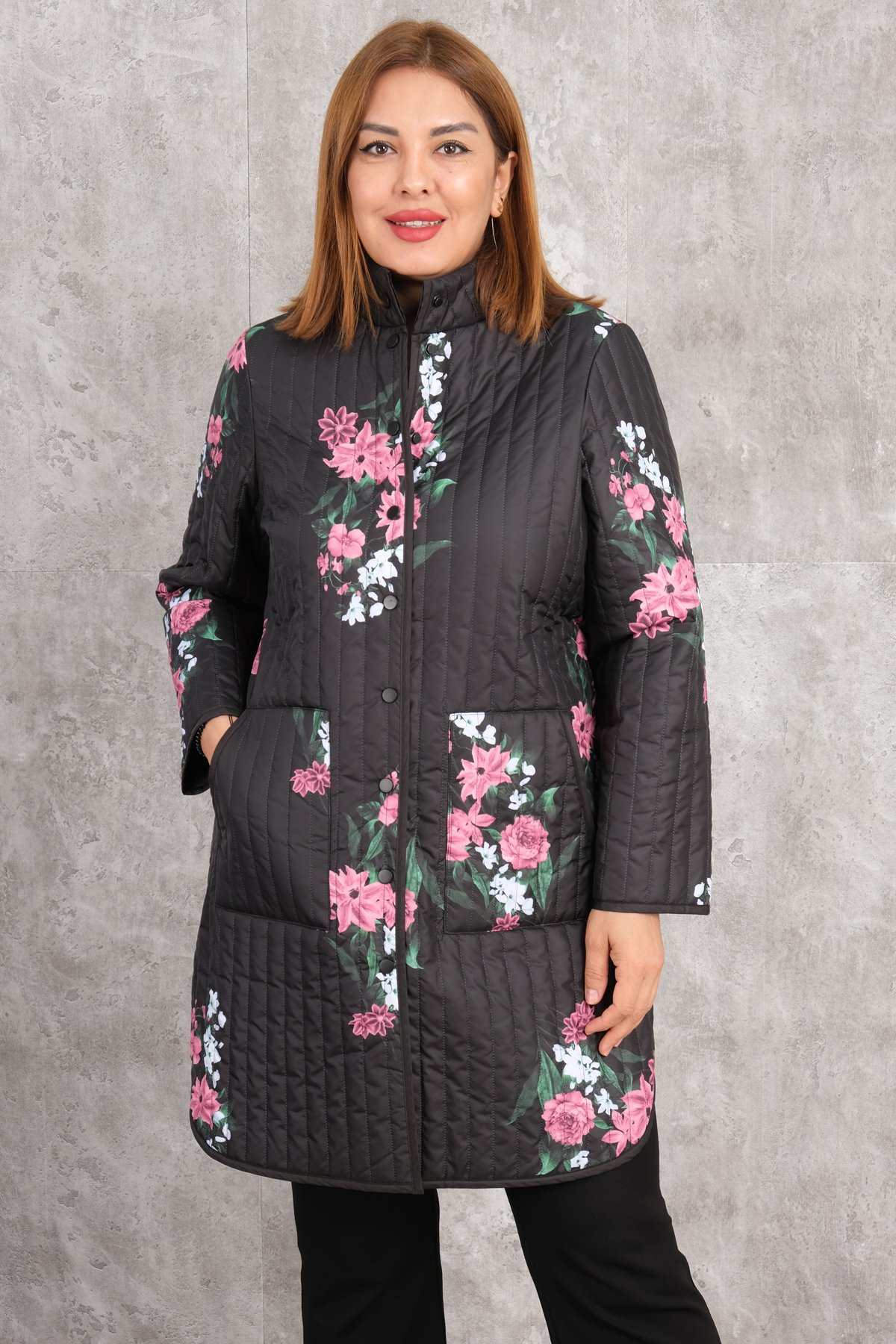 Plus Size Long Sport Jacket-Black